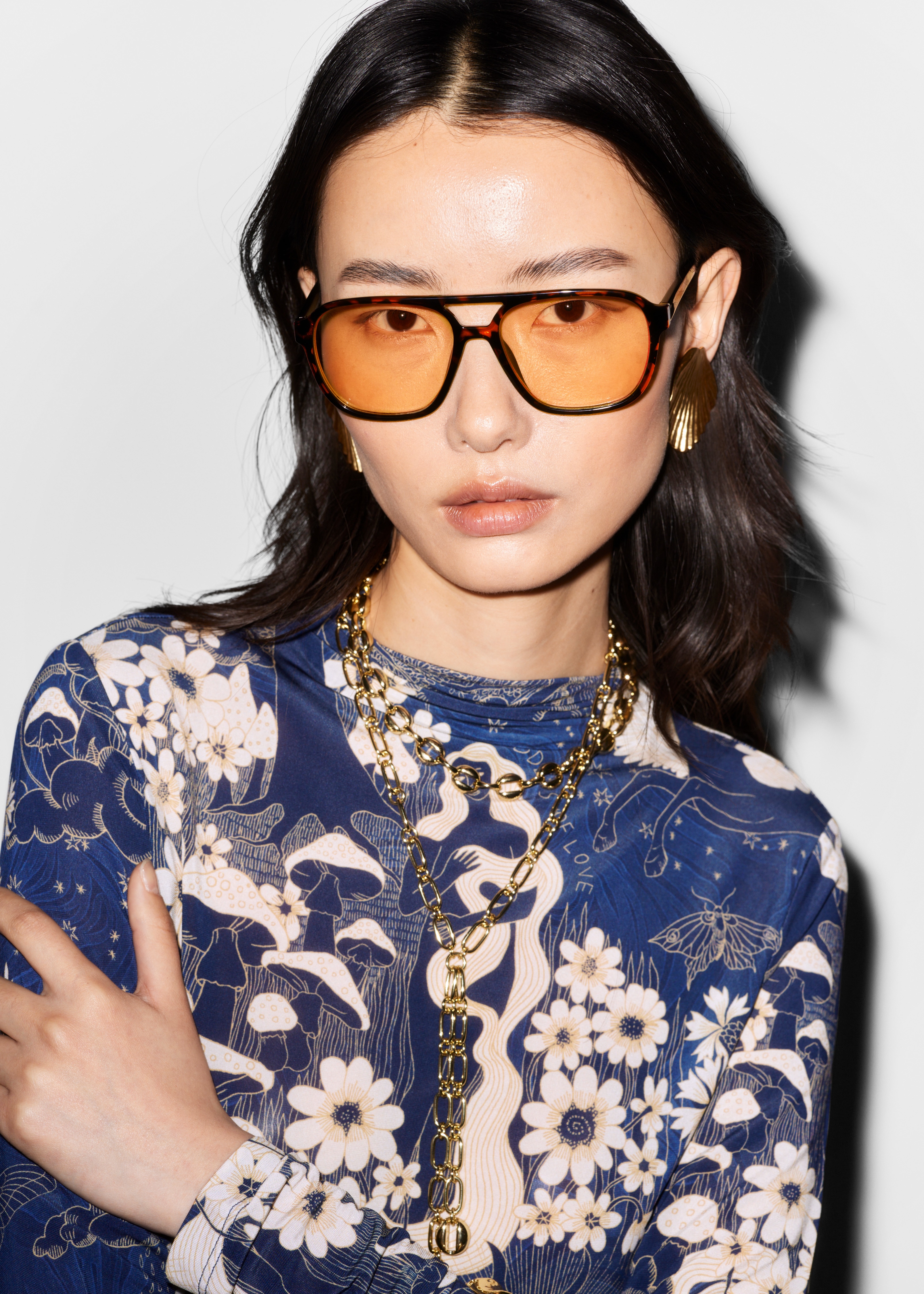 Pilotsolglasögon - Sköldpaddsmönstrad/aprikos