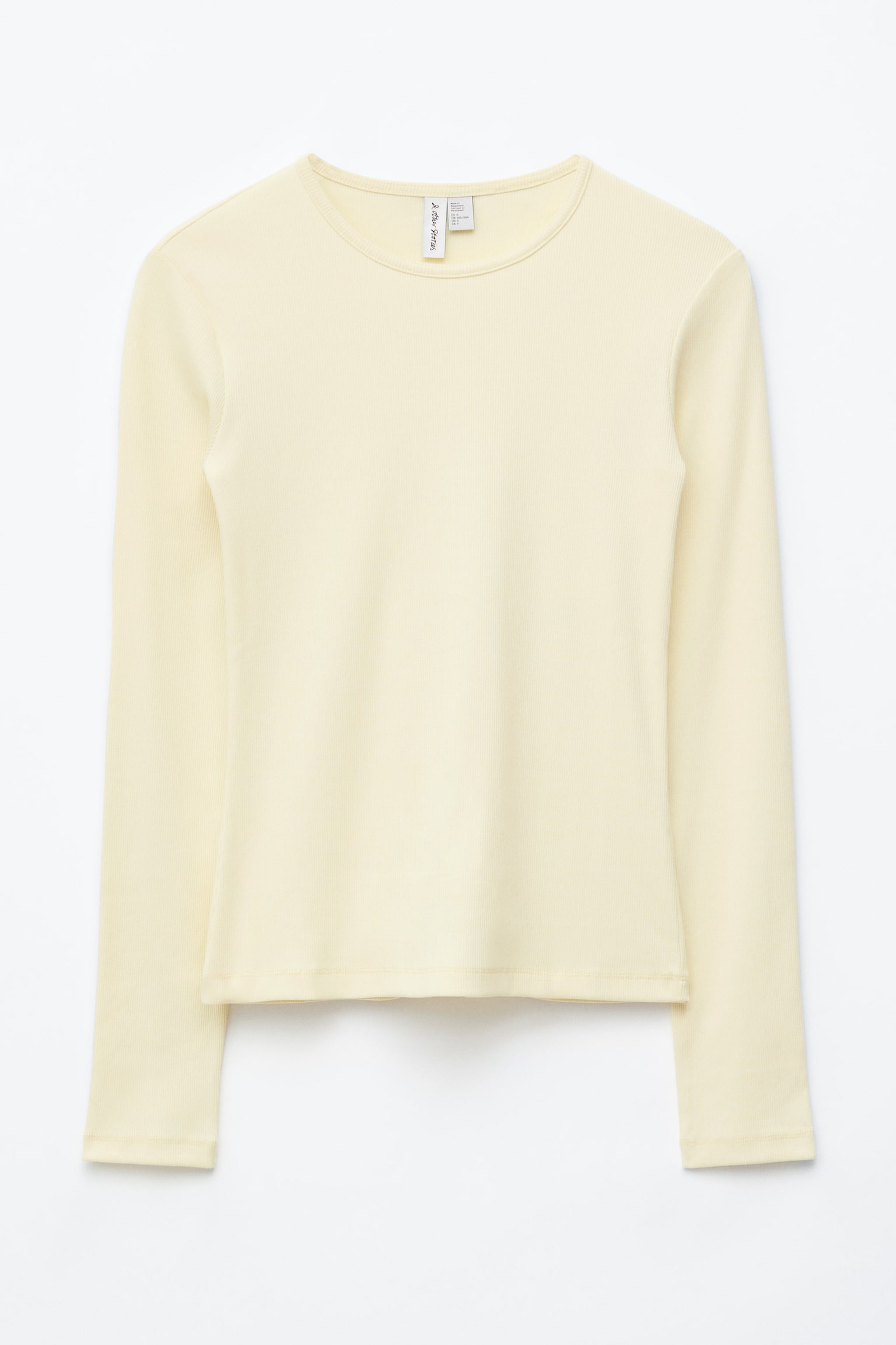 Žebrovaný top s dlouhým rukávem - Pastelově žlutá/Bílá/Světle šedá/Tmavě hnědá/Černá/Hnědé/Bílé pruhy/Béžovo-černé pruhy - 2