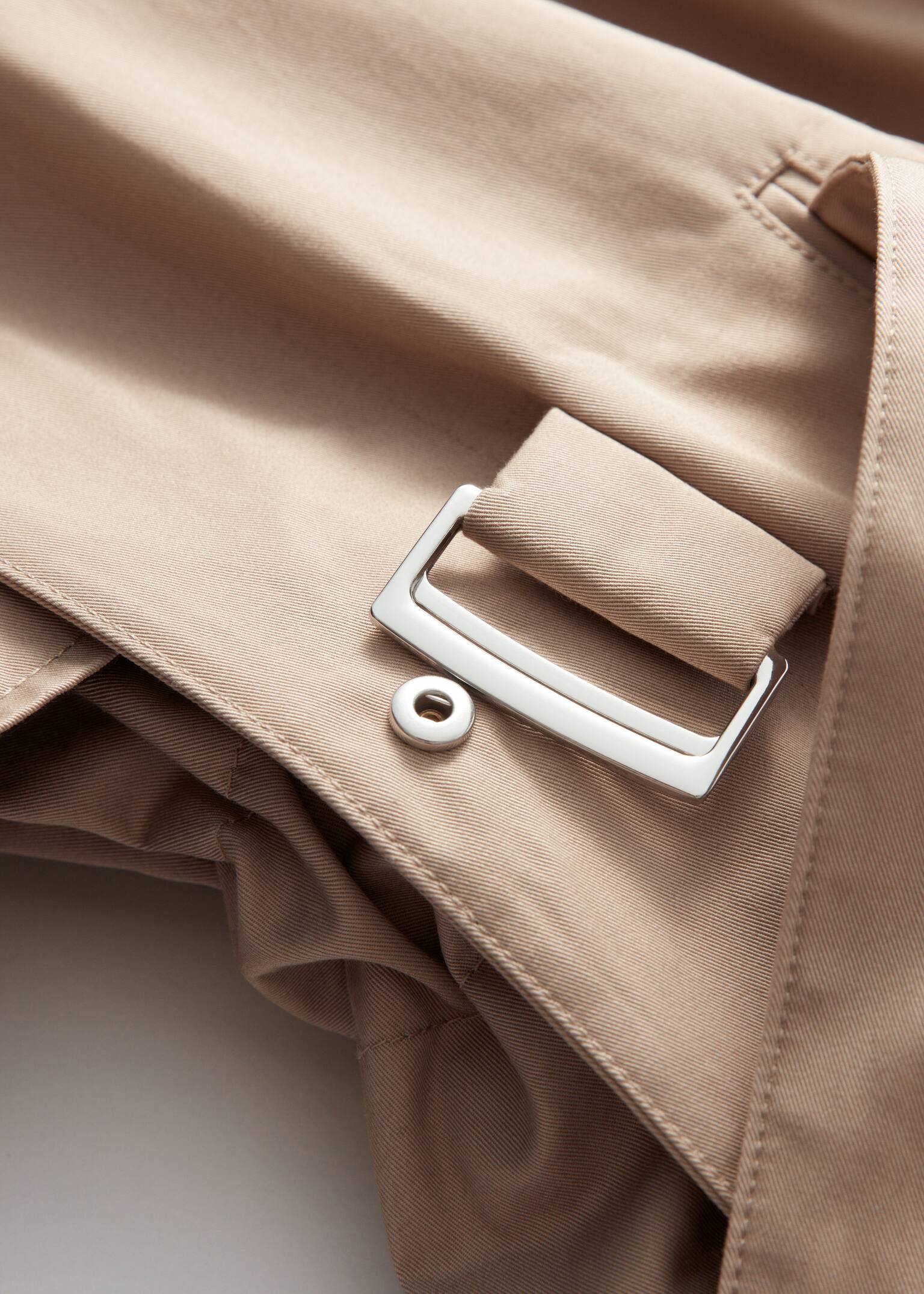 Funnel-Neck Trench Coat - Beige - 4