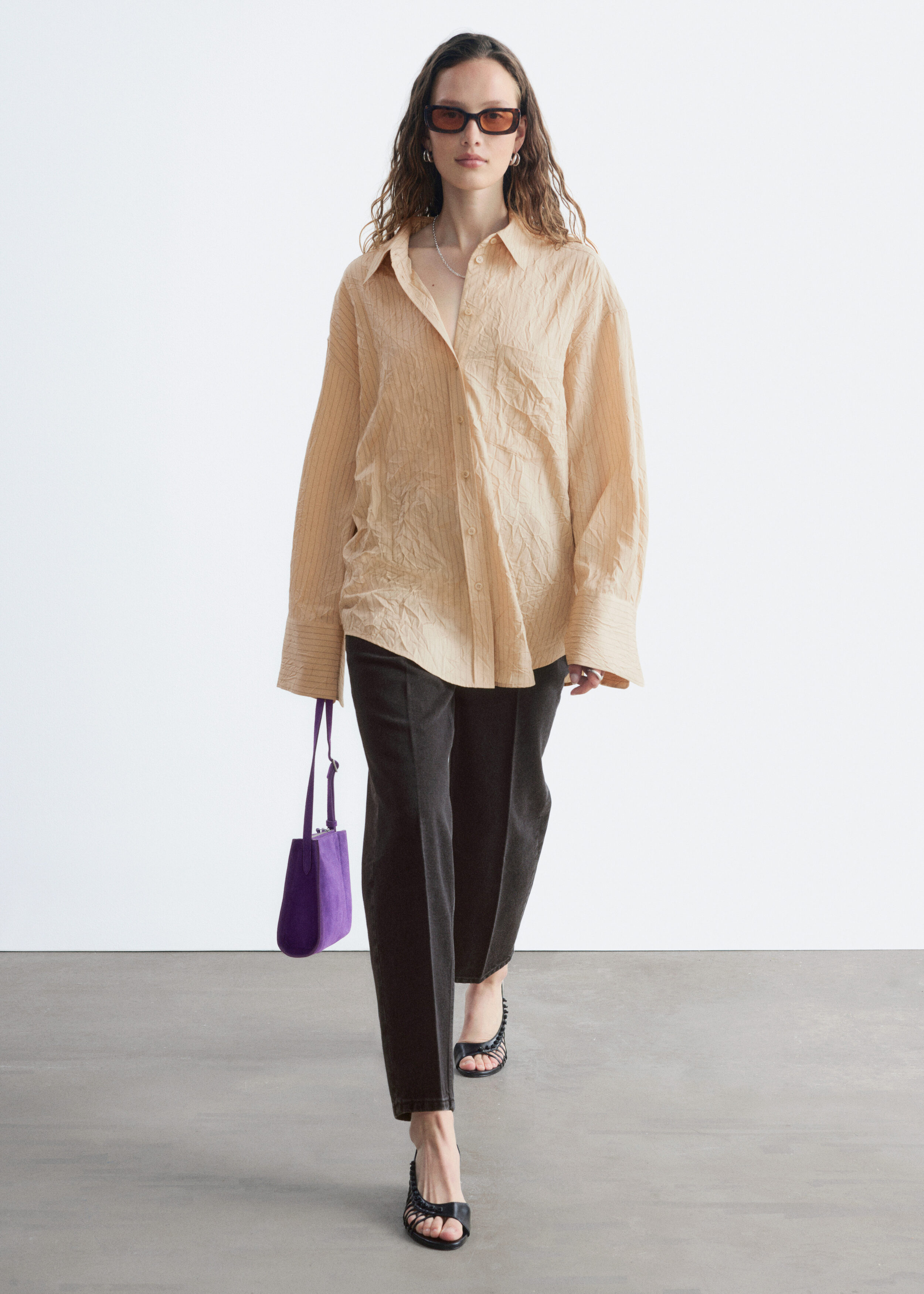 Crinkled Oversized Shirt - Beige - Shirts - & Other Stories US
