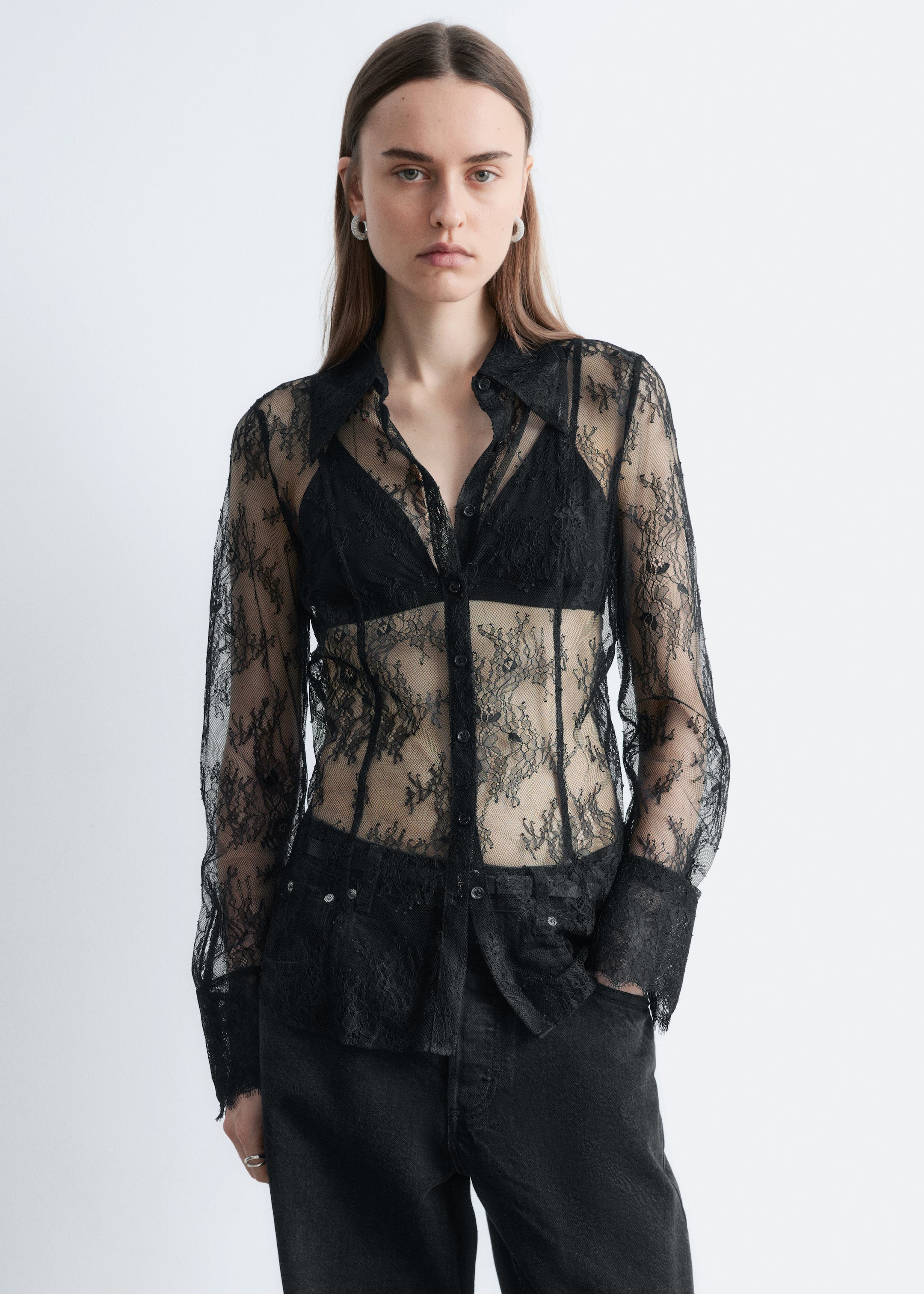 Ingrandisci l'immagine: Tapered Lace Shirt - Black - DONNA | H&M CH 1