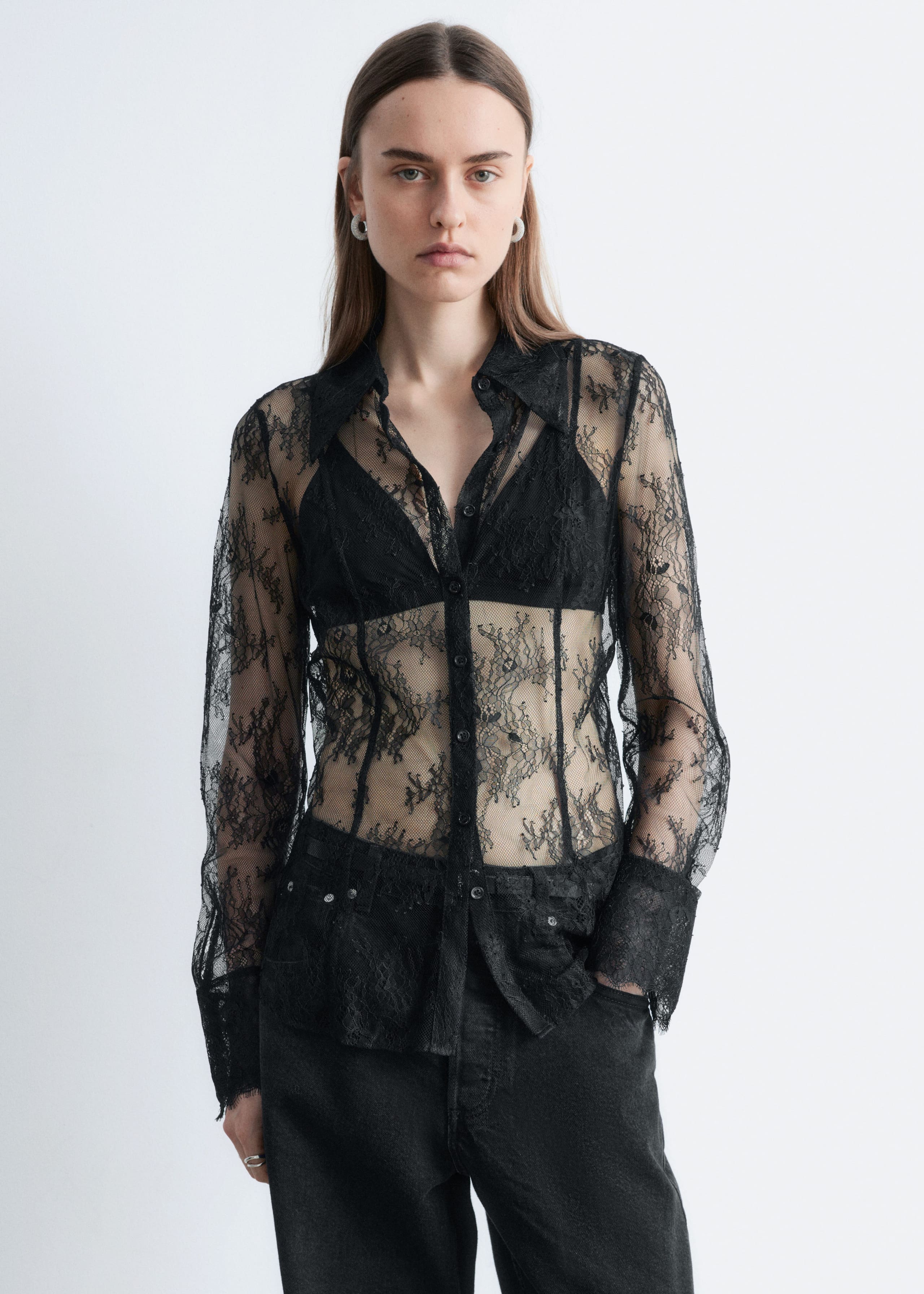 Image of Tapered Lace Shirt