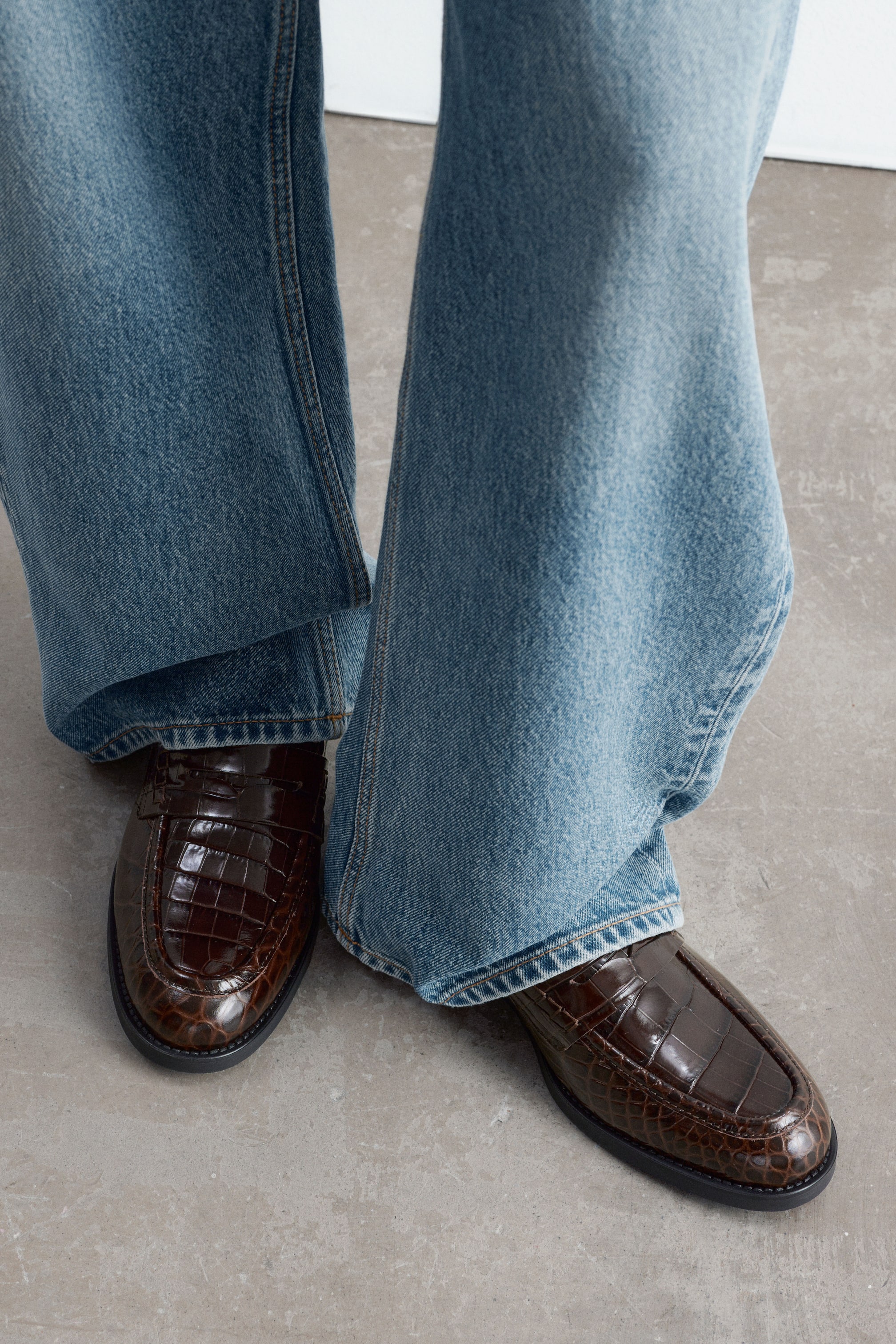 Vezi imaginea mai mare: Mocasini Penny din Piele - Maro/Îmitație Croco - FEMEI | H&M RO 1