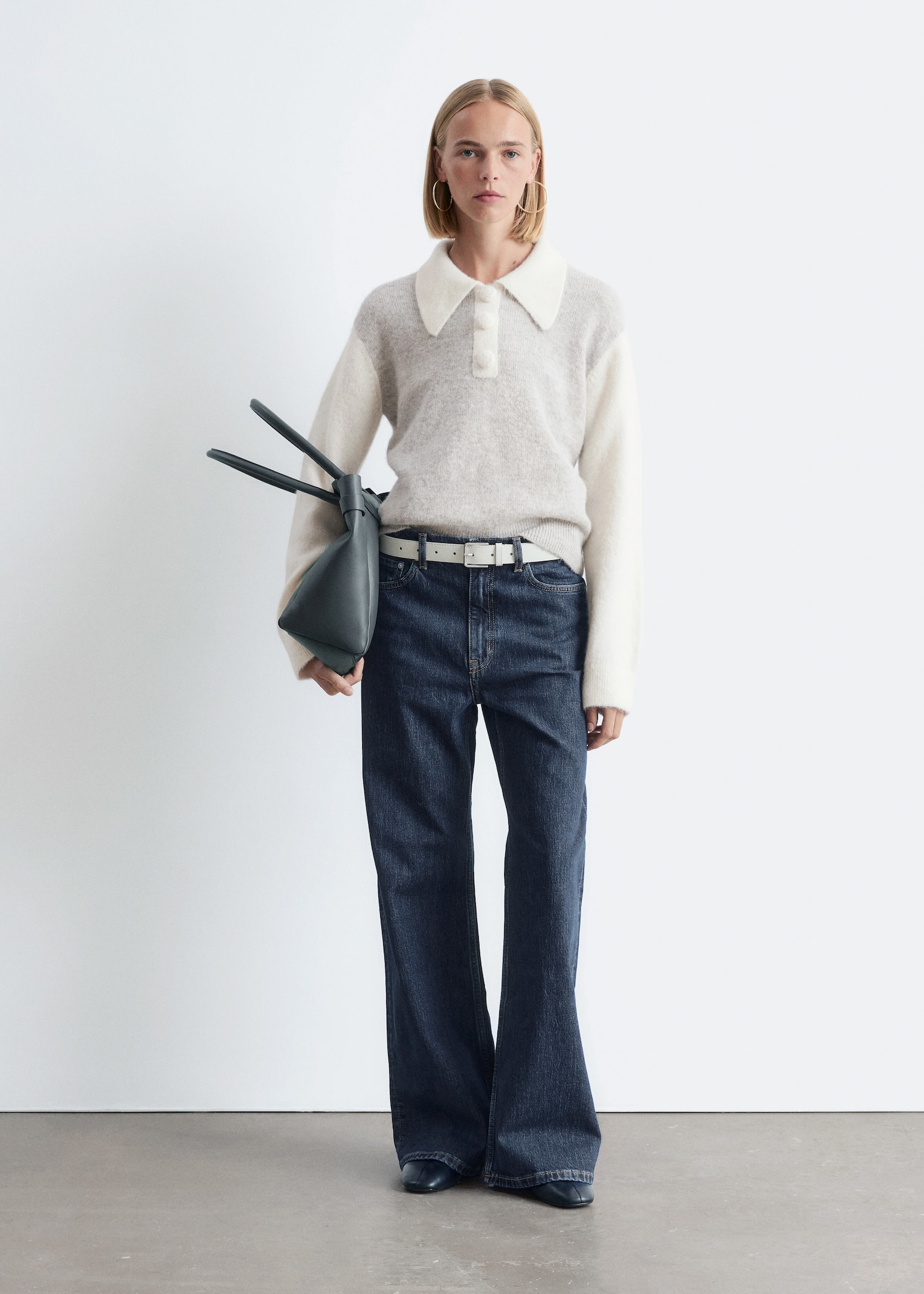 Pull à col en laine d’alpaga mélangée - Gris clair/Blanc/Noir/Jaune clair - 6