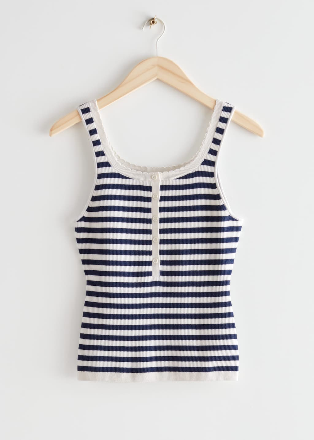 Scalloped Knit Tank Top - Beige - Natura morta