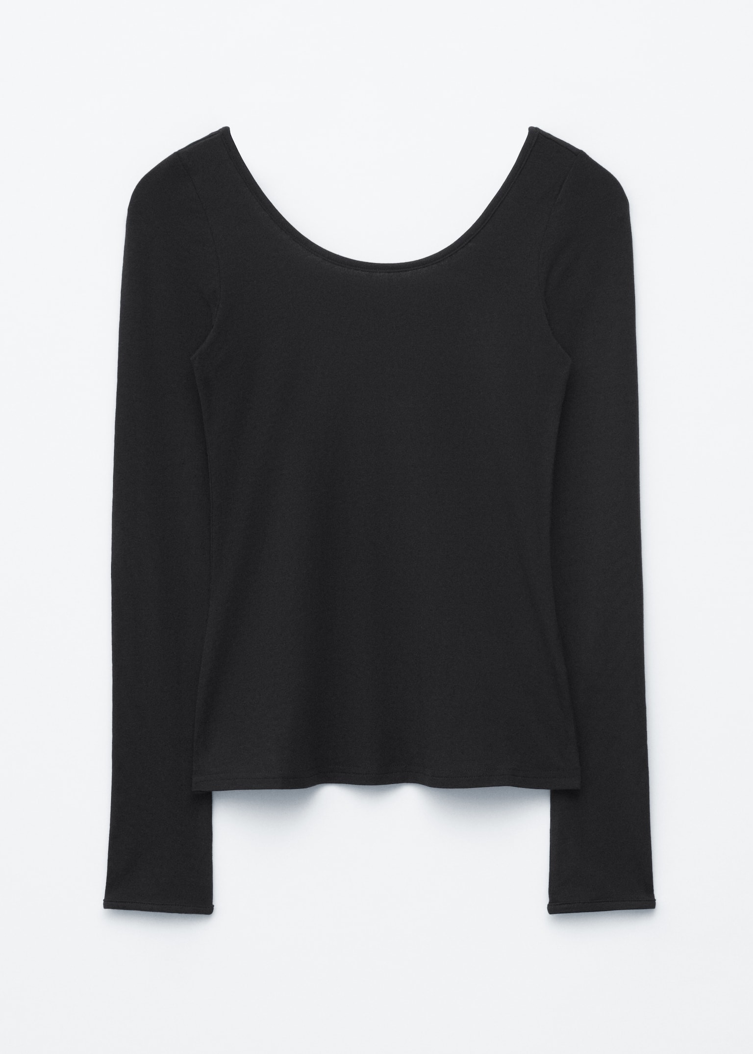 Långärmad topp med rund hals - Svart/Röd