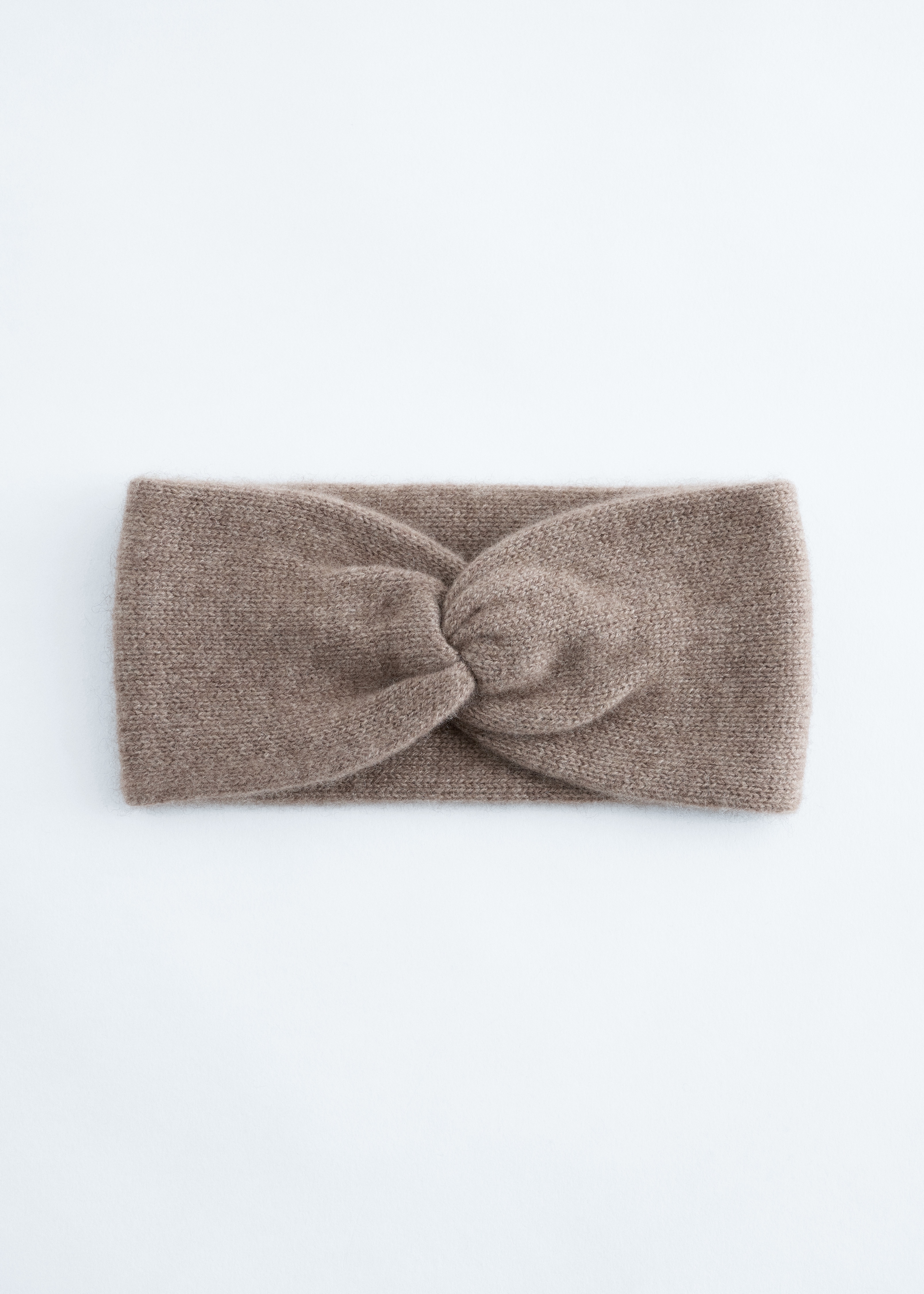 Diadema de cachemira con nudo frontal - Beige/Negro/Blanco