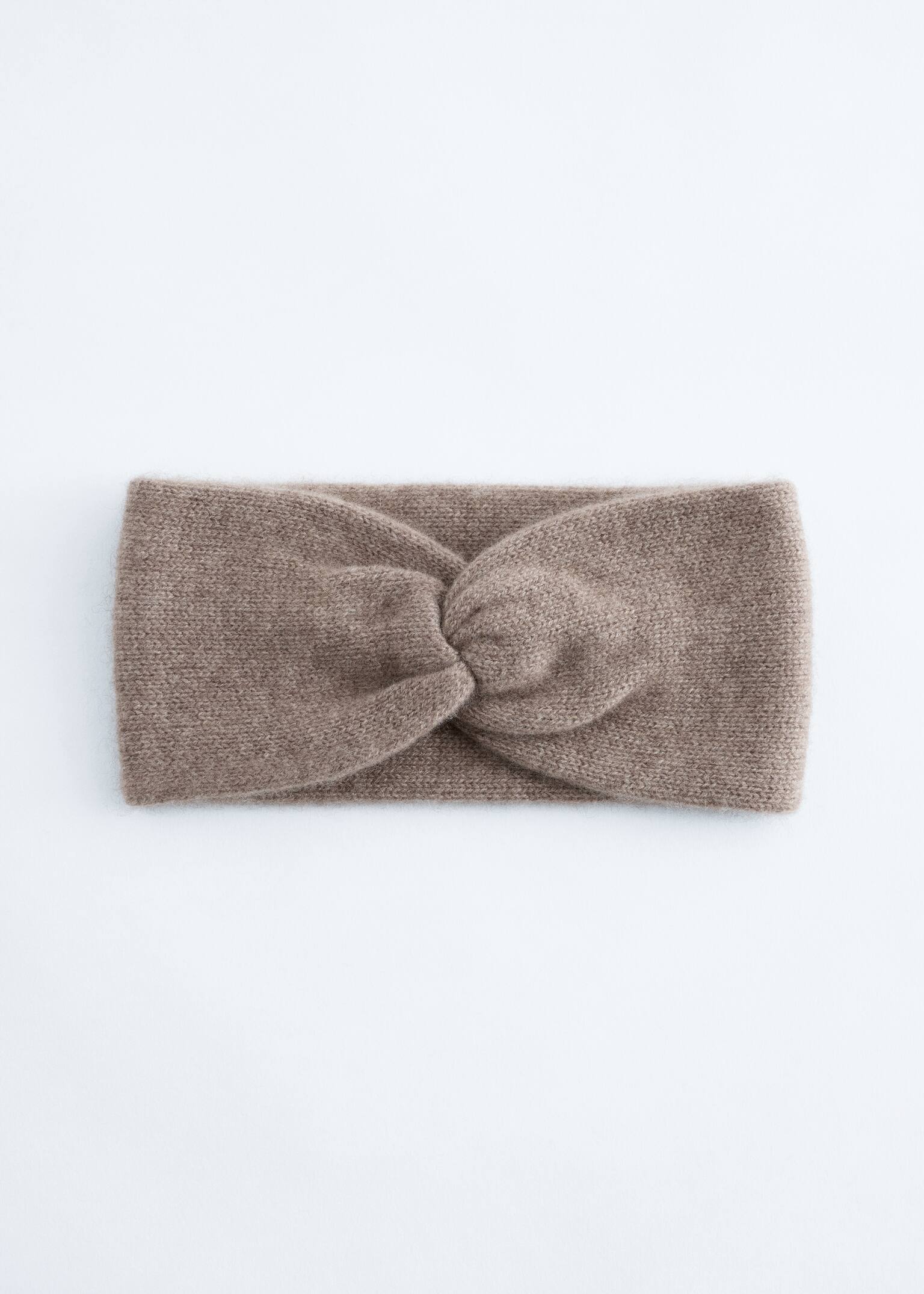 Twist-Front Cashmere Headband - Bej/Alb/Negru - 2