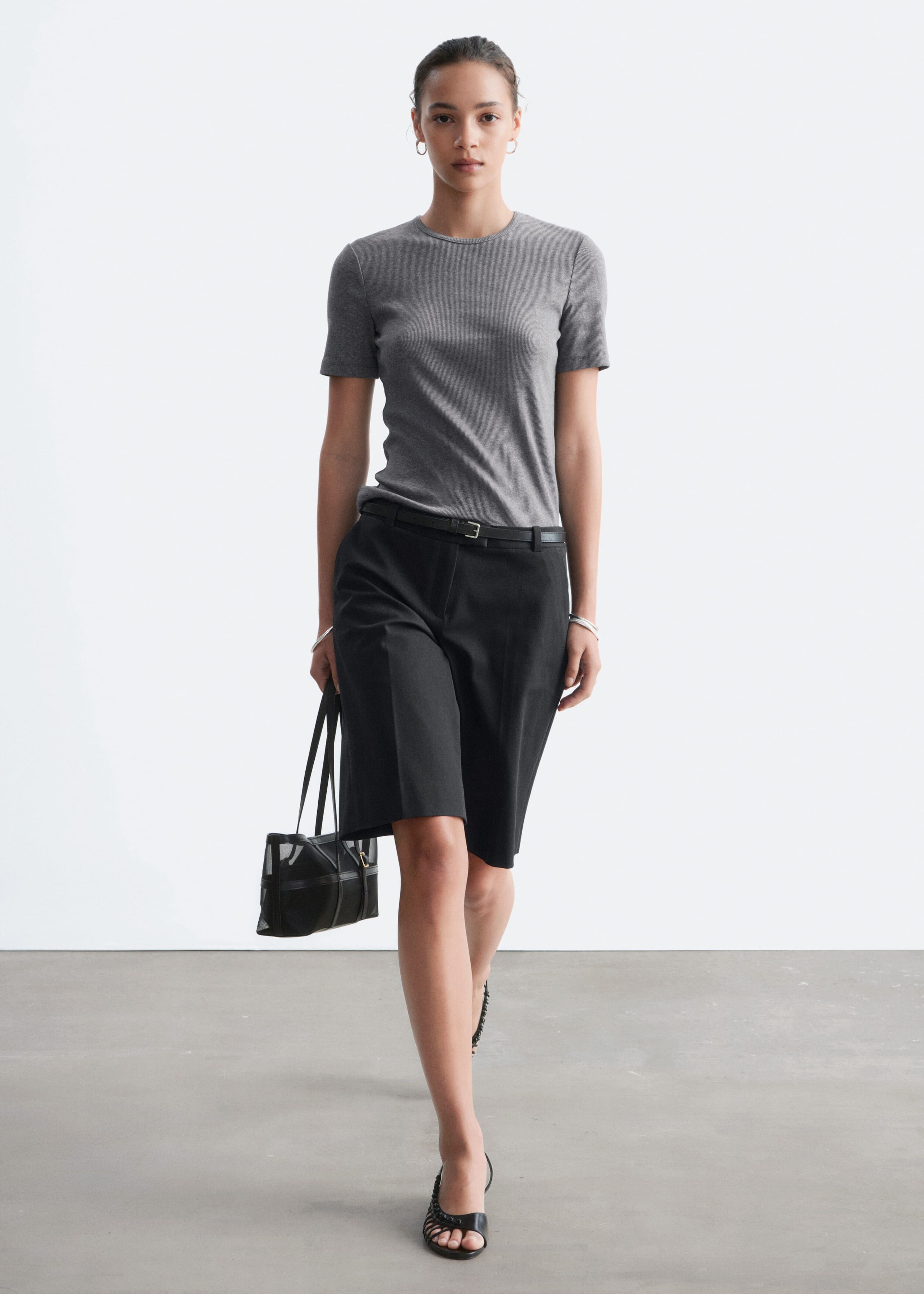 Ribbed T-Shirt - White - Lookbook