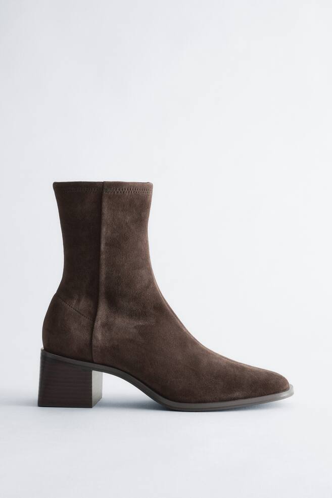 Leather Sock Boots - Dark Brown/Dark Brown/Black/Cognac - 1