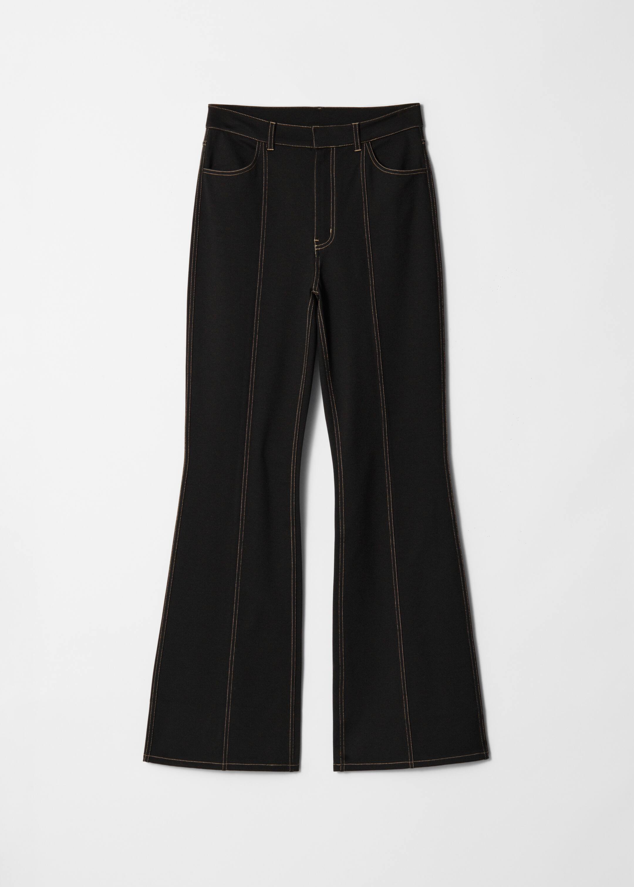 Visa större bild: Utsvängda byxor i trikå med dekorativ söm - Svart - DAM | H&M SE 7