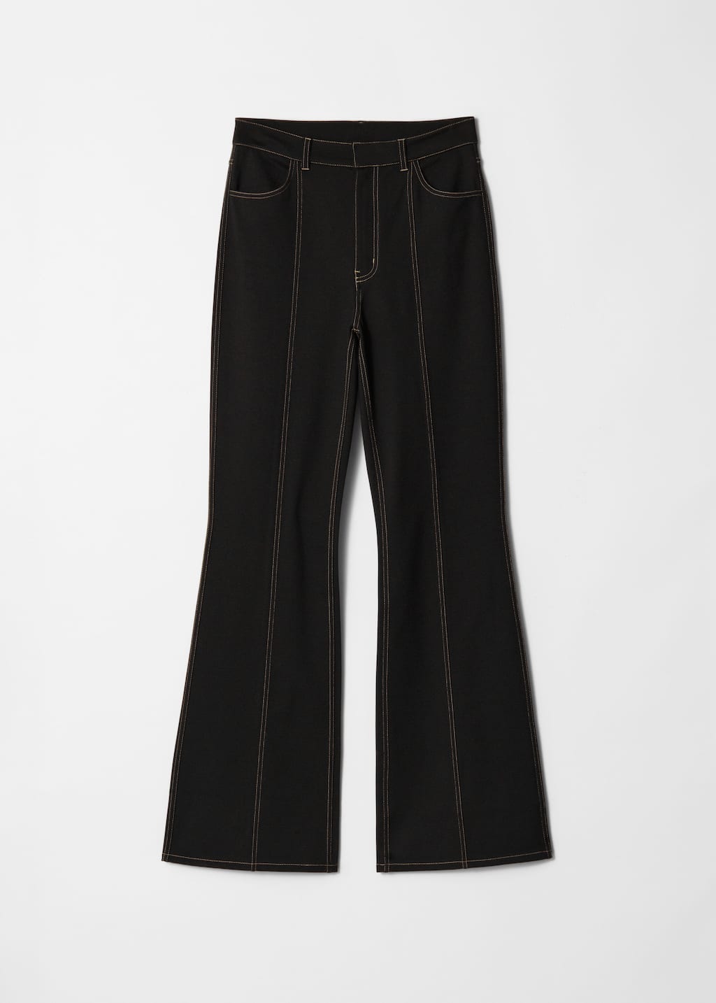 Pantalones acampanados con pespuntes - Negro - Bodegón