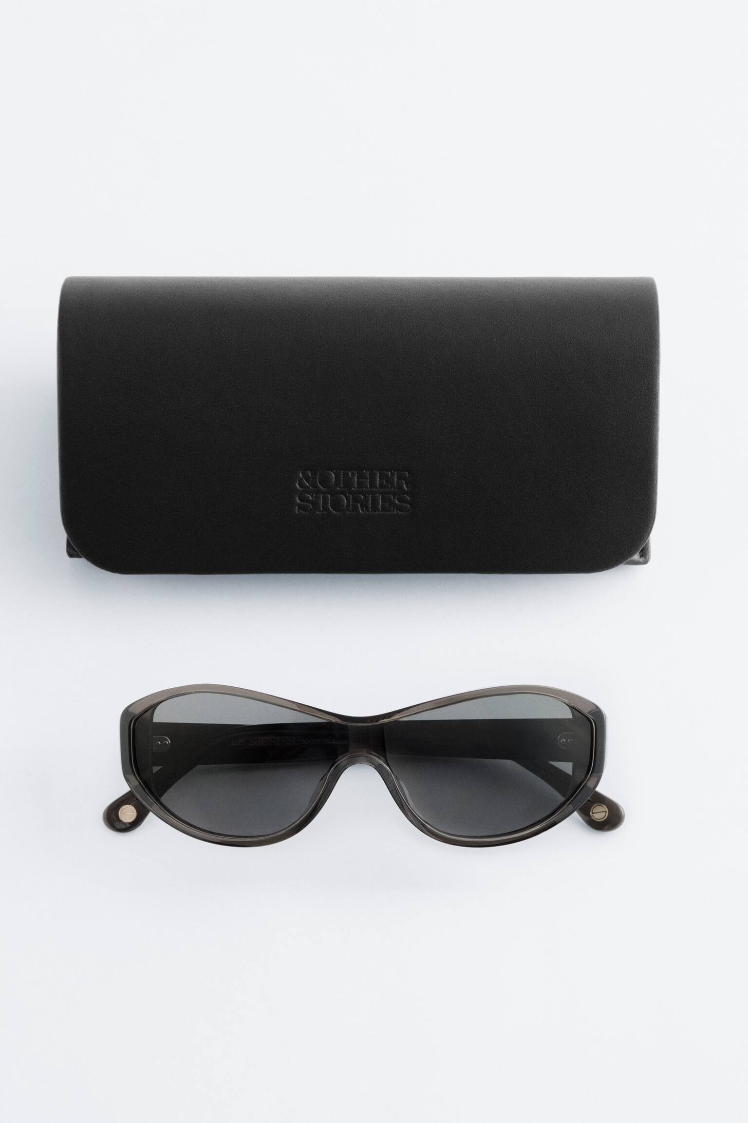 Zonnebril van acetaat met ovaal montuur - Grijs/Oranje tortoise - 6