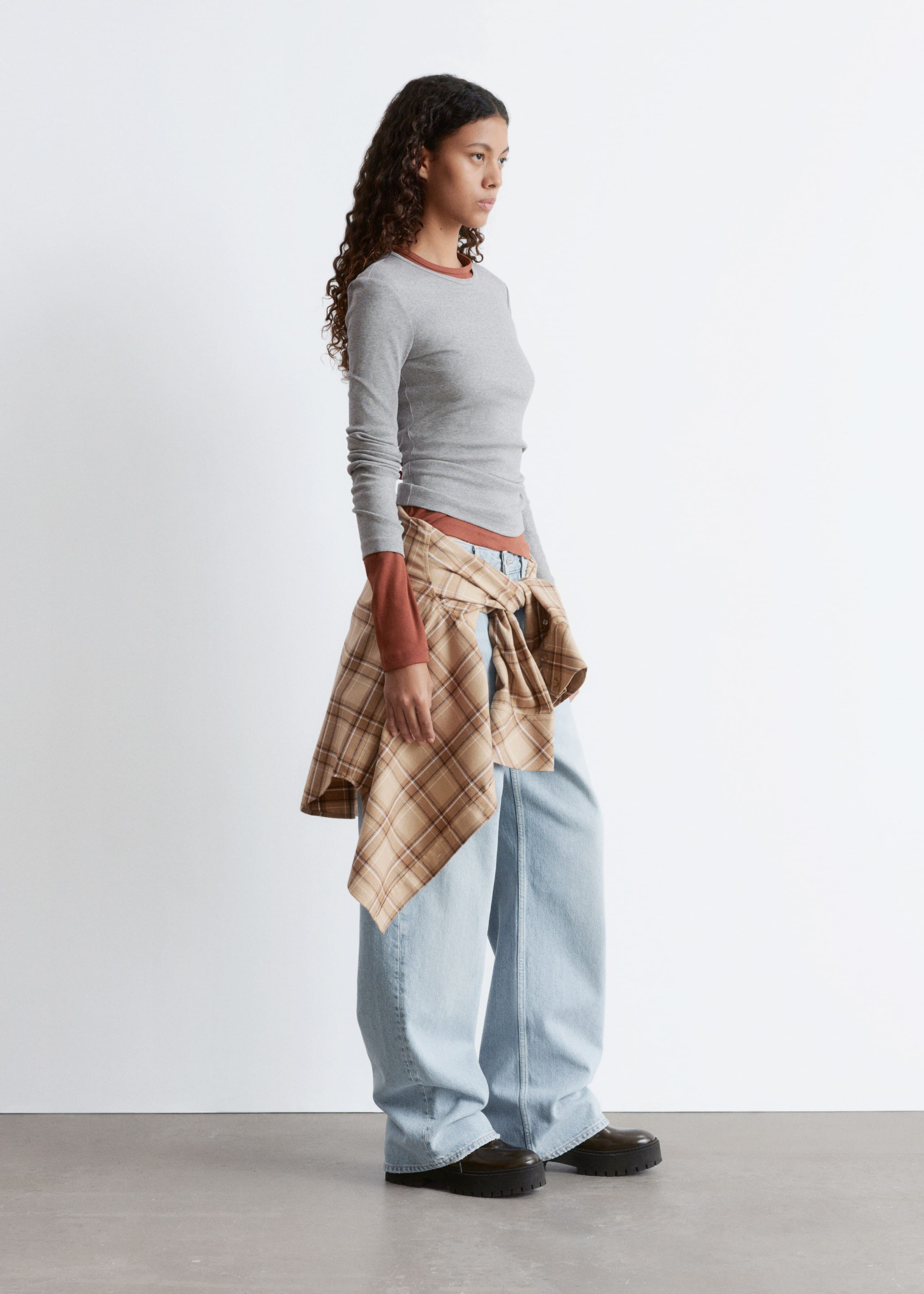 Image of Ribbed Long-Sleeve Top