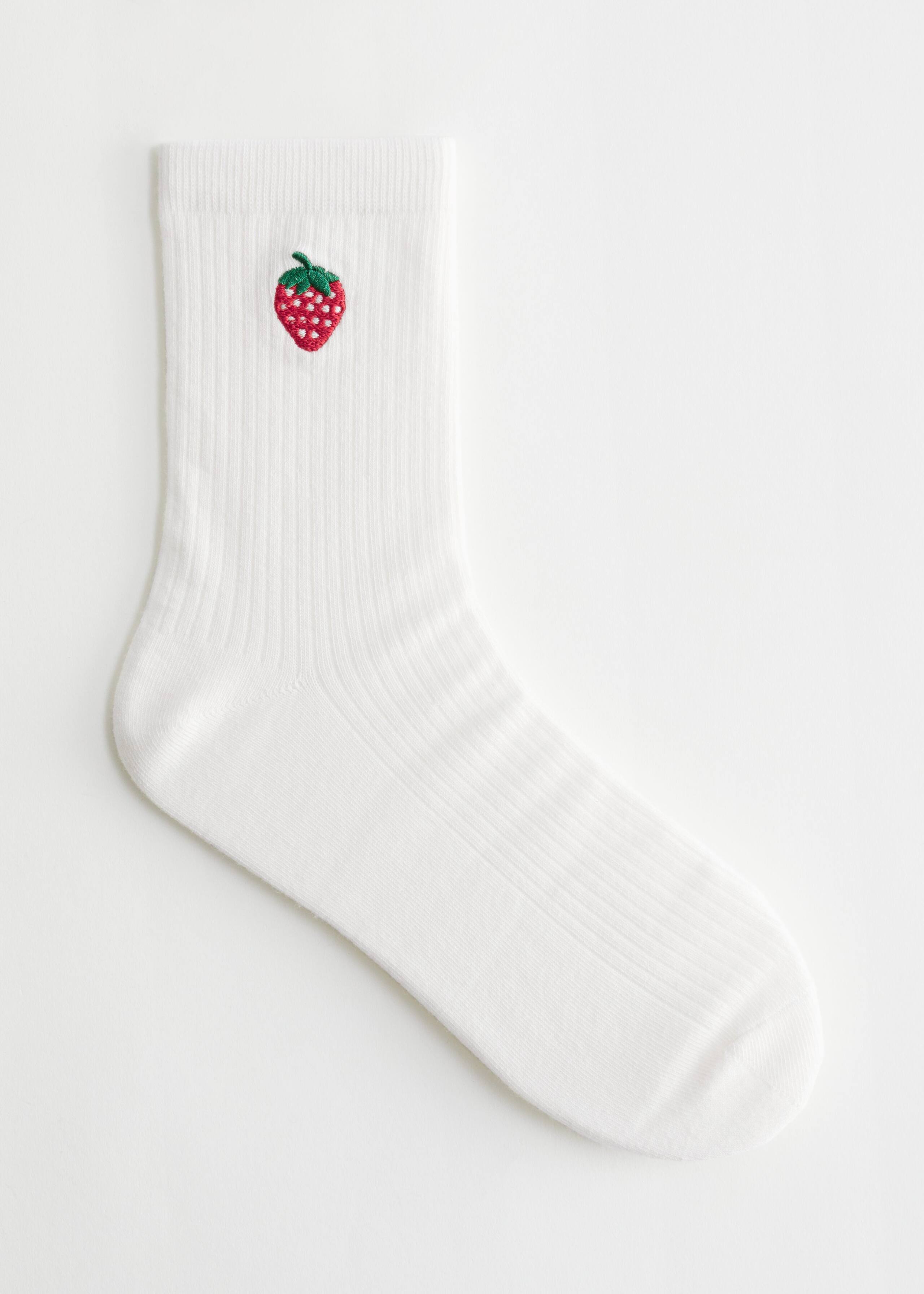 Calcetines tobilleros bordados - Flor rosa - Bodegón