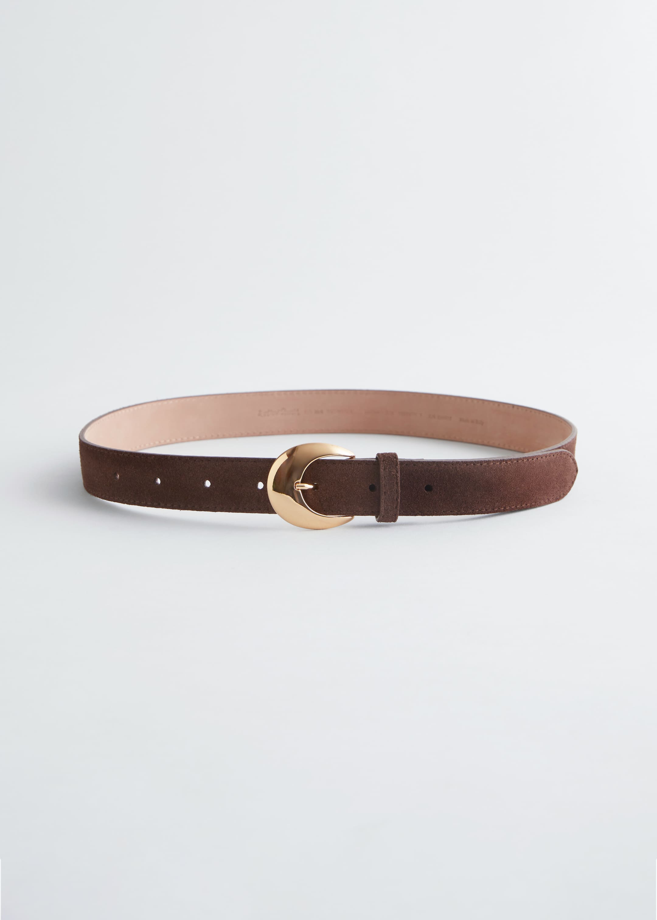 Visualizza immagine più grande: Cintura in pelle con fibbia a forma di mezzaluna - Pelle scamosciata marrone scuro - DONNA | H&M IT 1