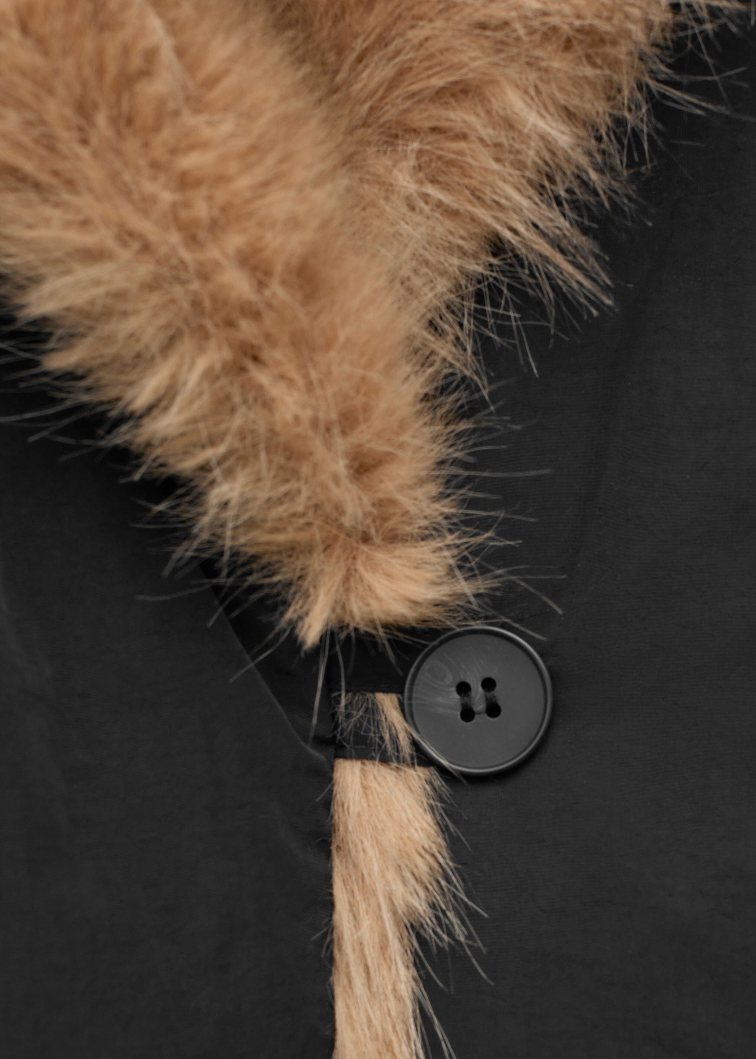 Faux Fur Collar Jacket - Black - Lookbook
