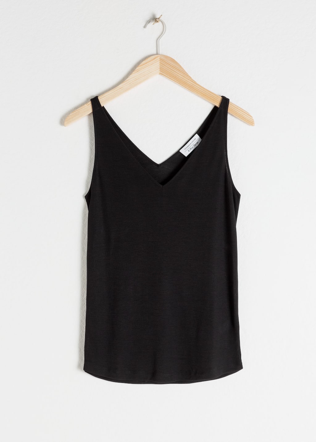 Ribbed V-Neck Top - Black - Still Life