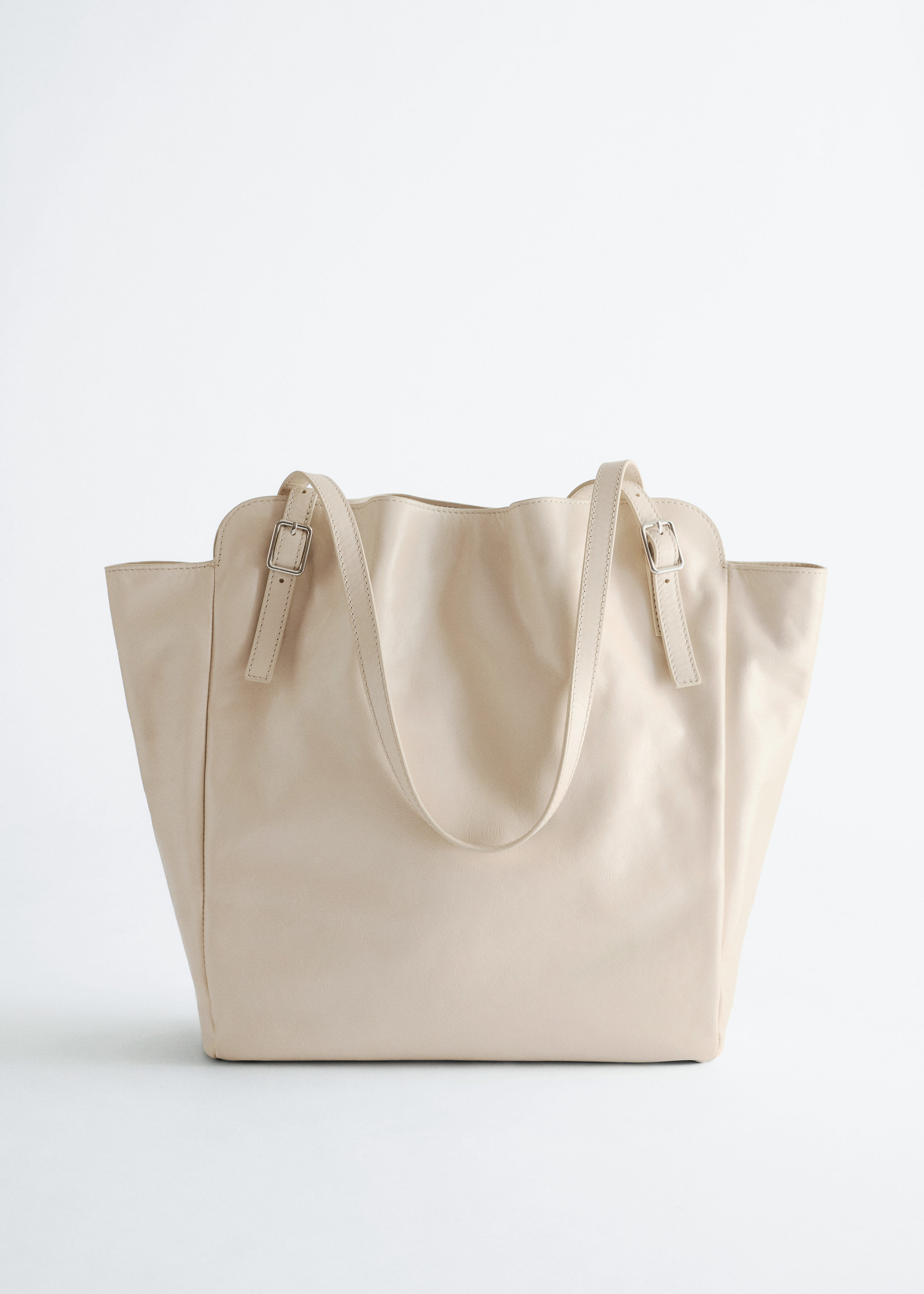 Buckle-Strap Leather Tote