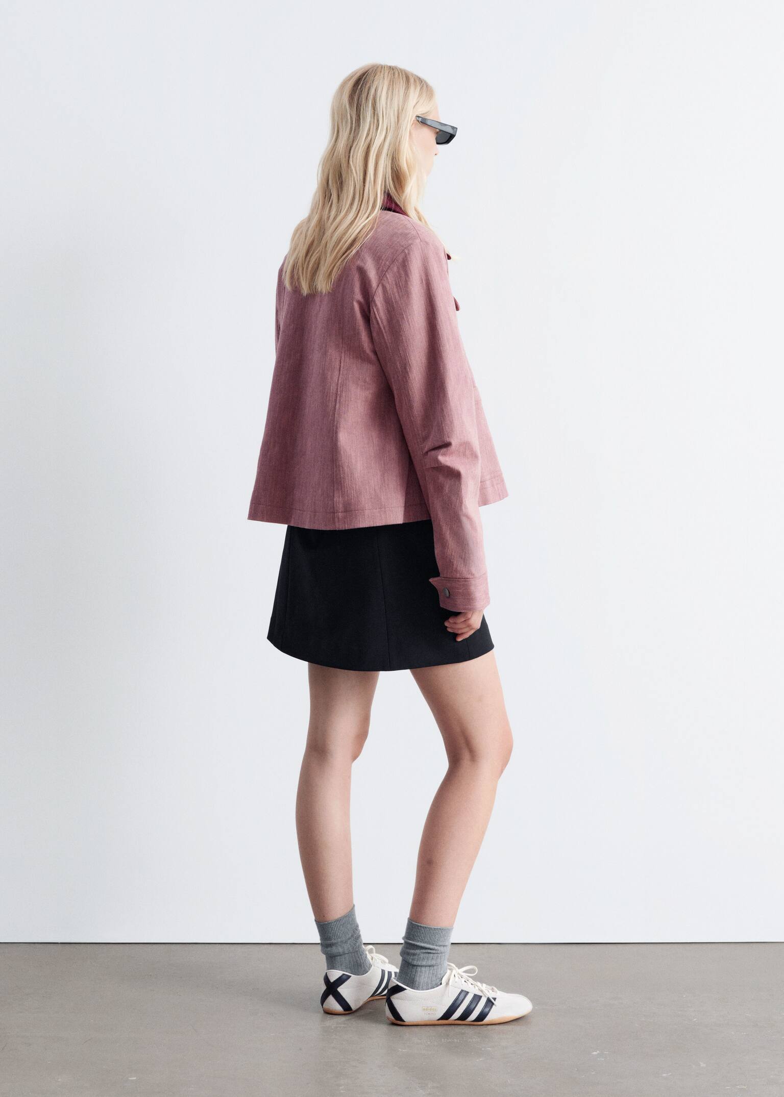 A-Linien-Jacke mit kontrastierendem Kragen - Hellrosa - 4