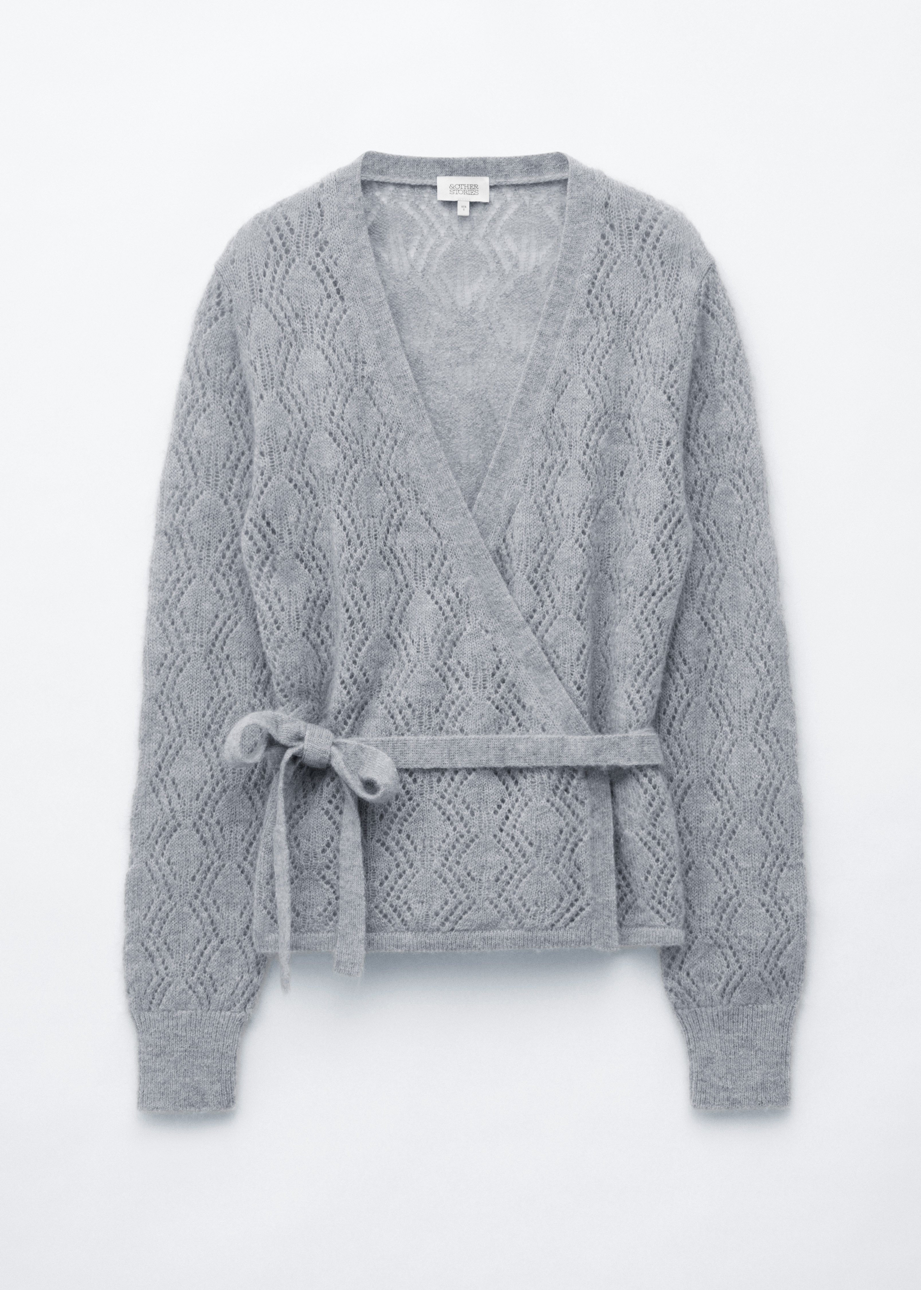 Mohair-Blend Pointelle Cardigan - Grey/Pink