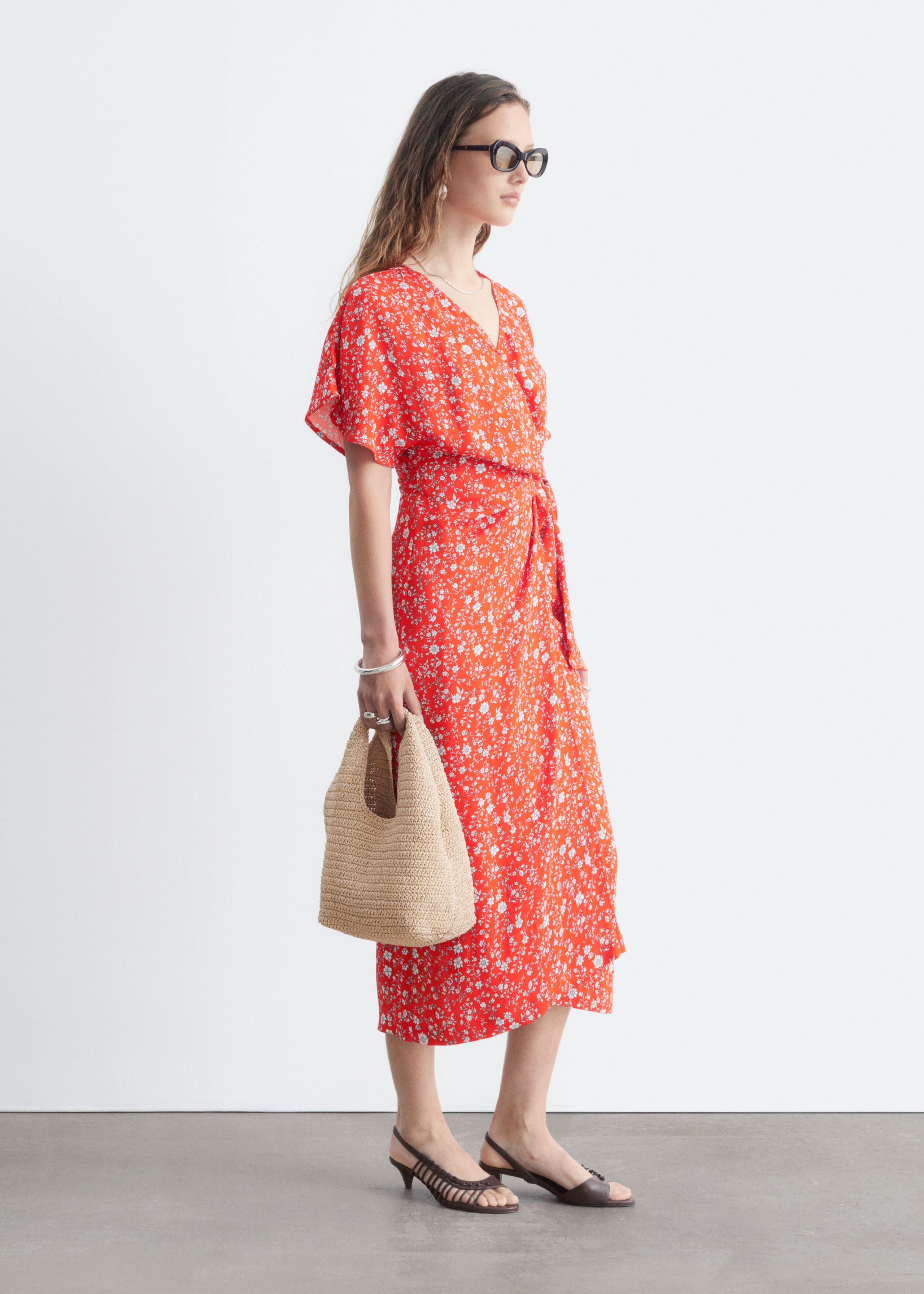 Wrap Midi Dress - Blue/Pink - Still Life