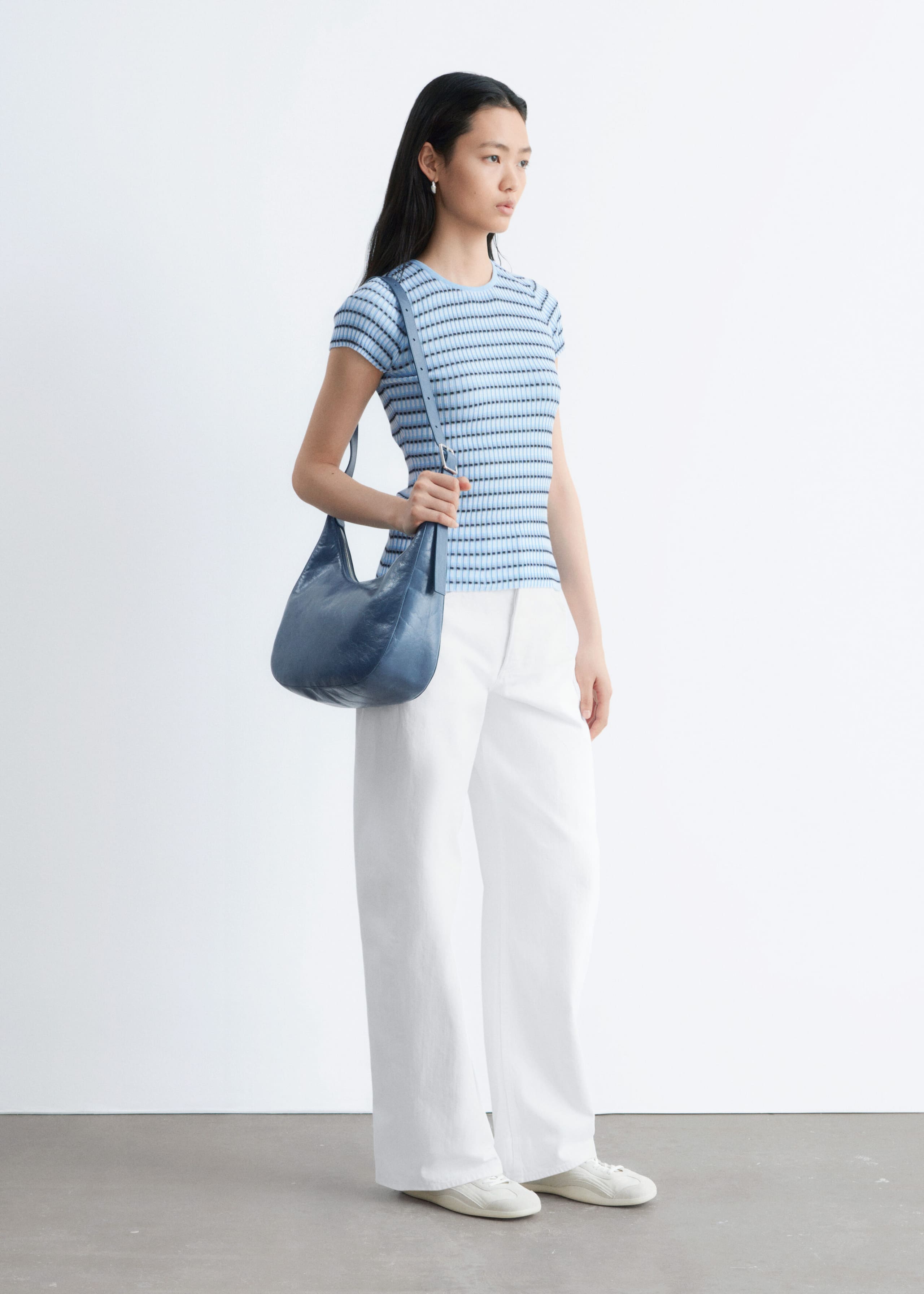 Image of Striped Rib-Knit T-shirt