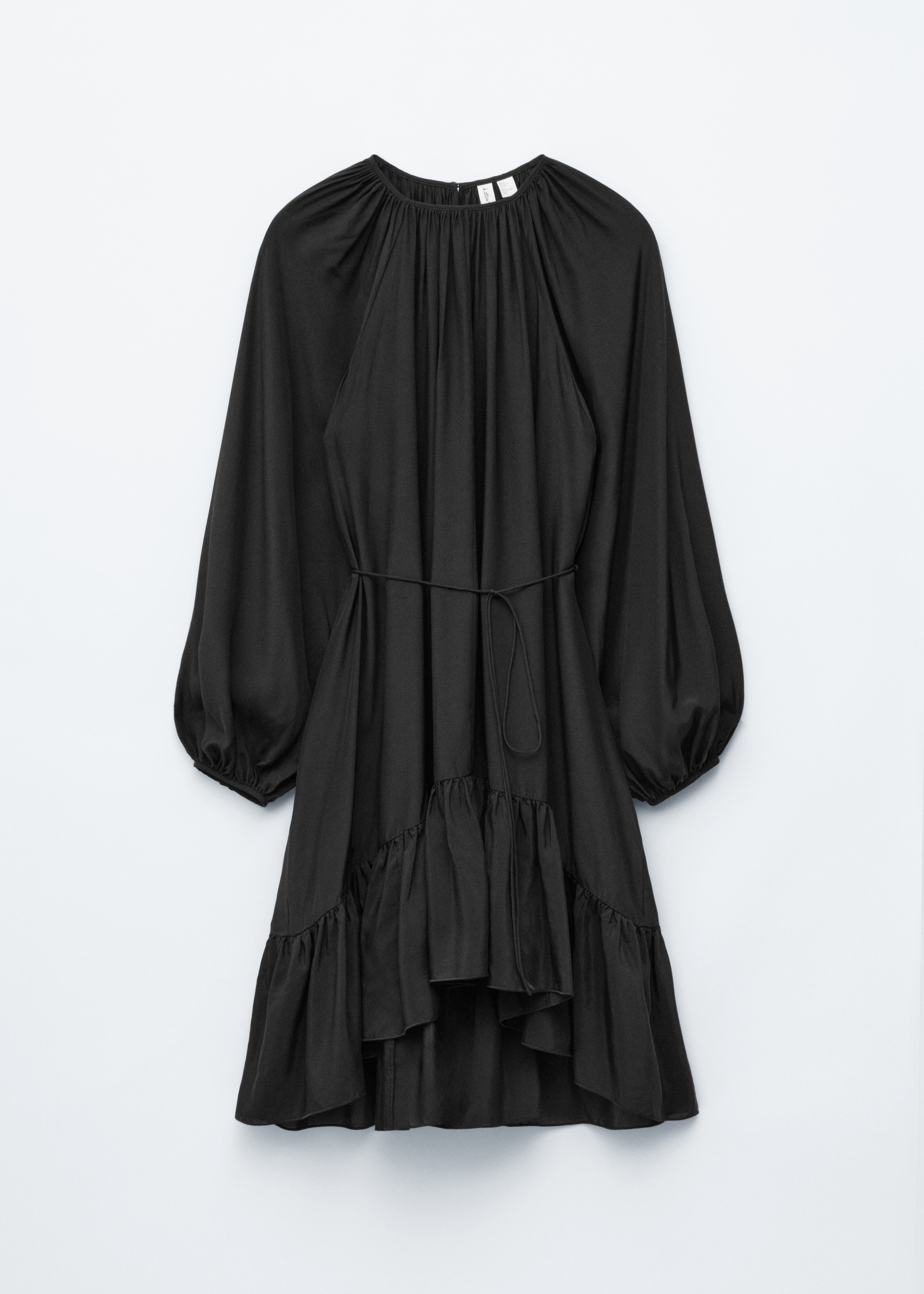 Fodros, ballonujjú miniruha - Fekete/Sötétvörös