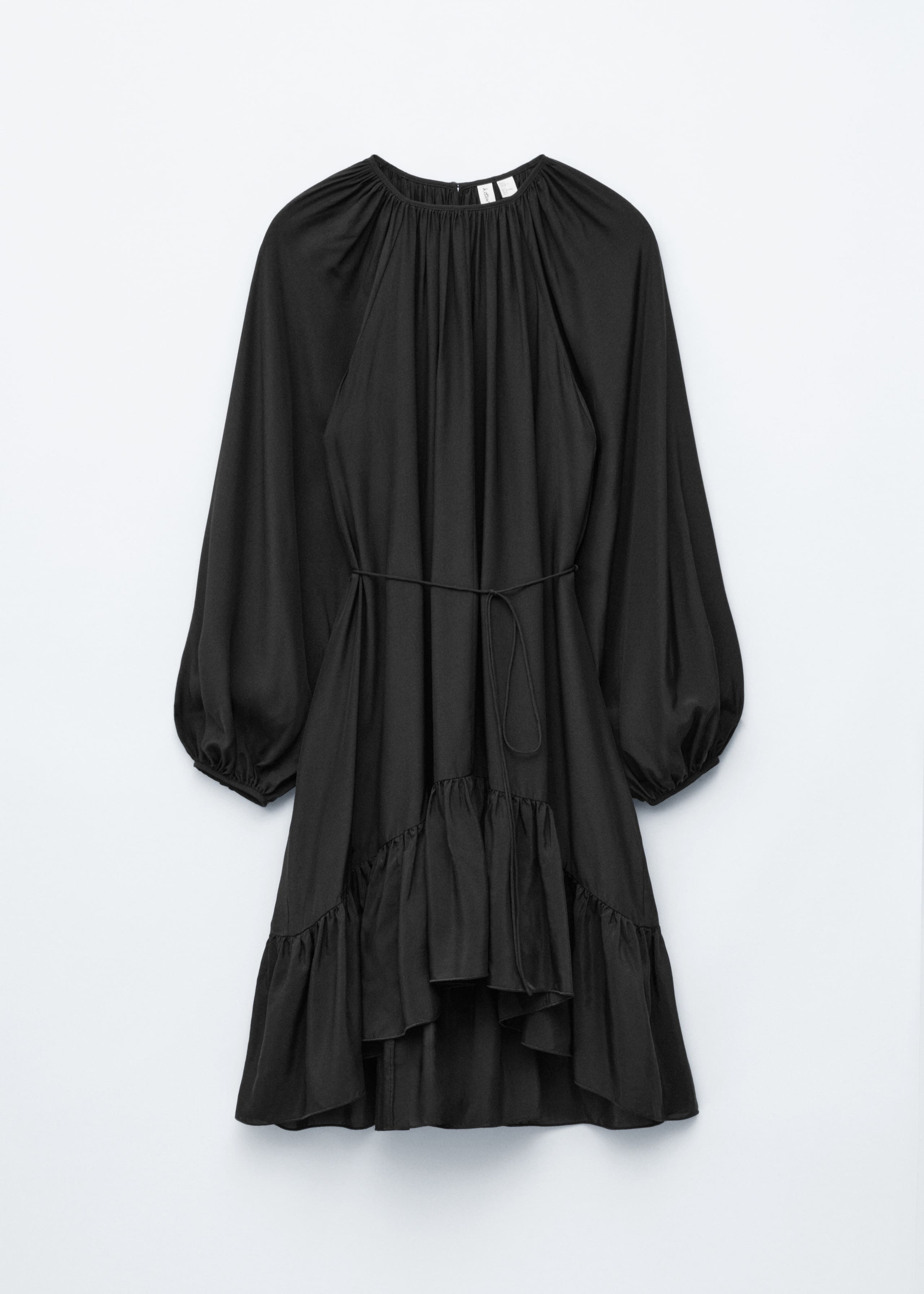 Image of Flounced Balloon-Sleeve Mini Dress