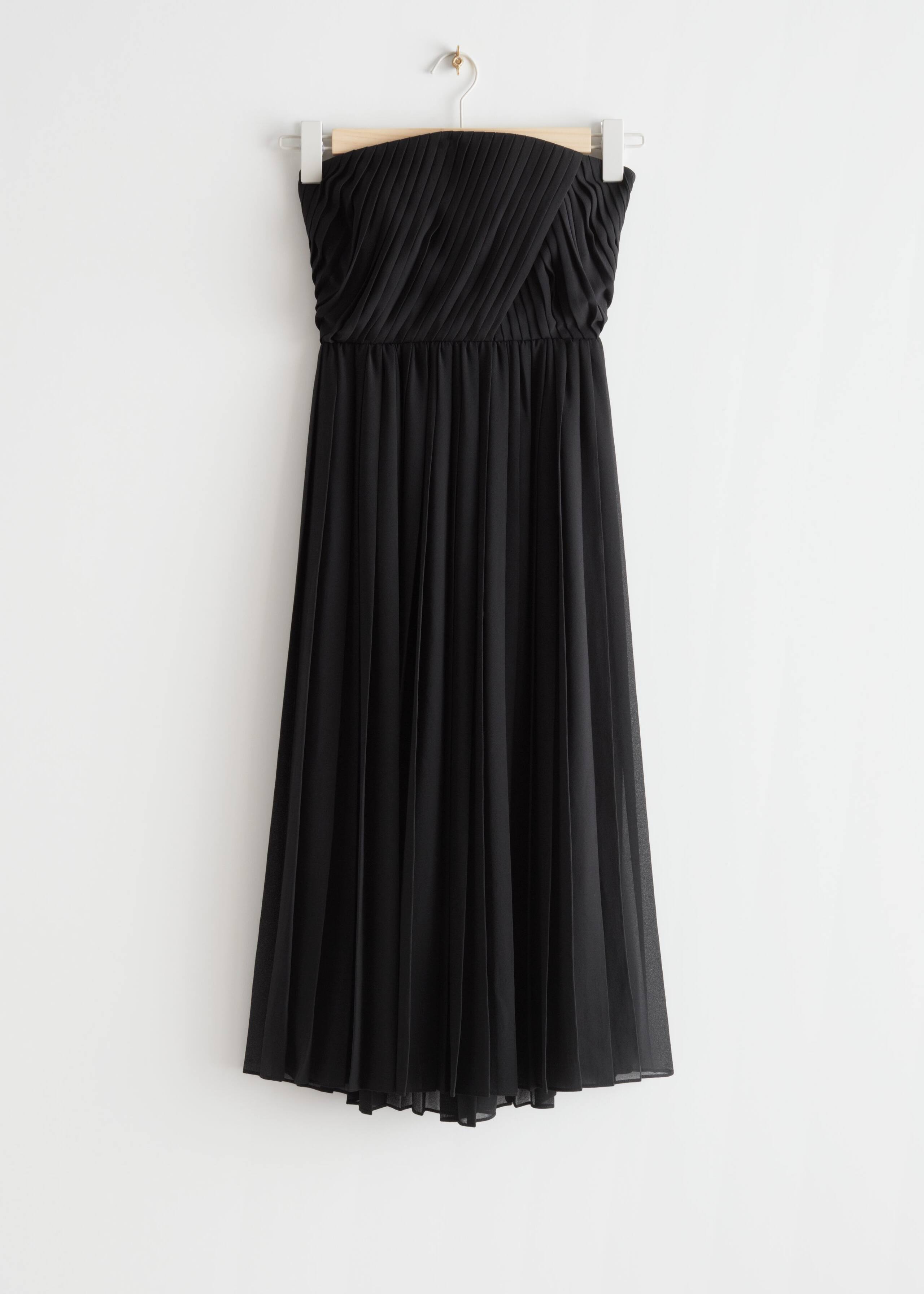 Strapless Tube Midi Dress - Black - Bodegón