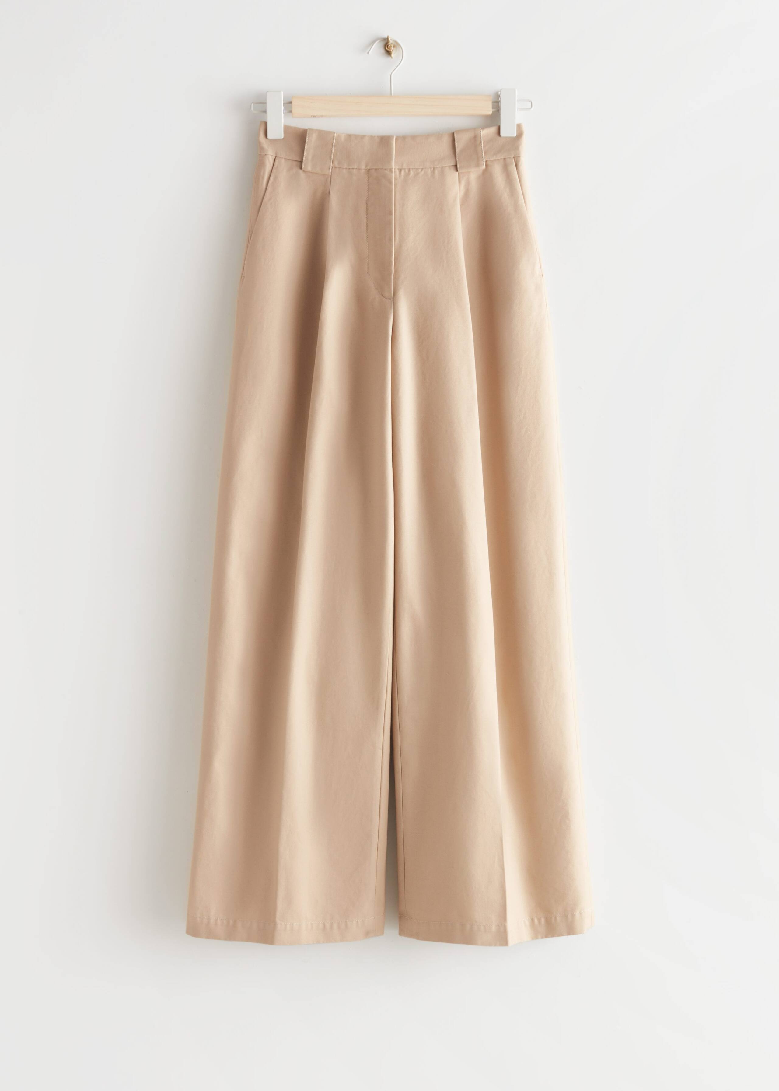 Wide Cotton Trousers - Beige - Natura morta