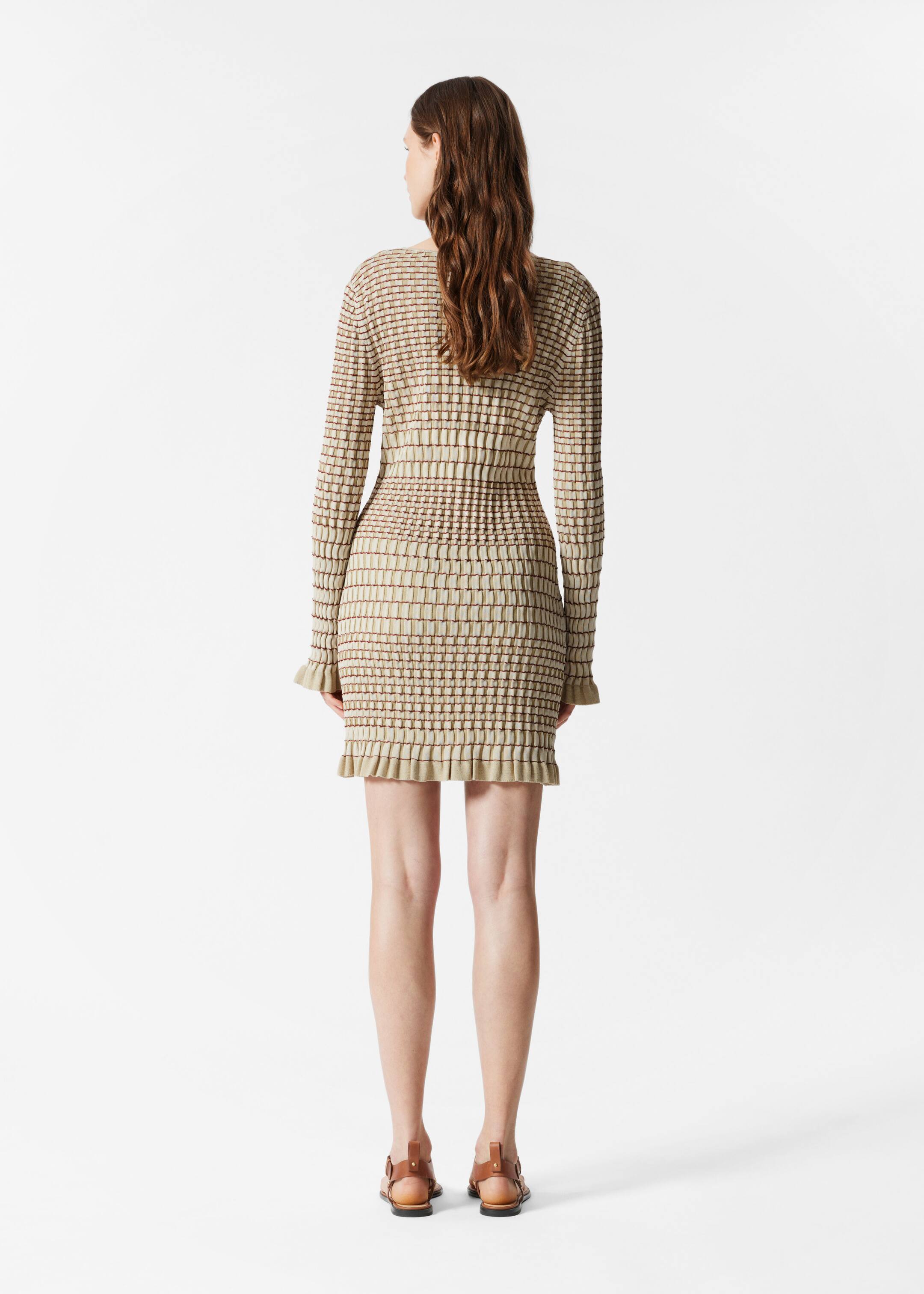 Agrandir l'image: Robe courte en maille à manches longues - Motif beige - FEMME | H&M FR 4
