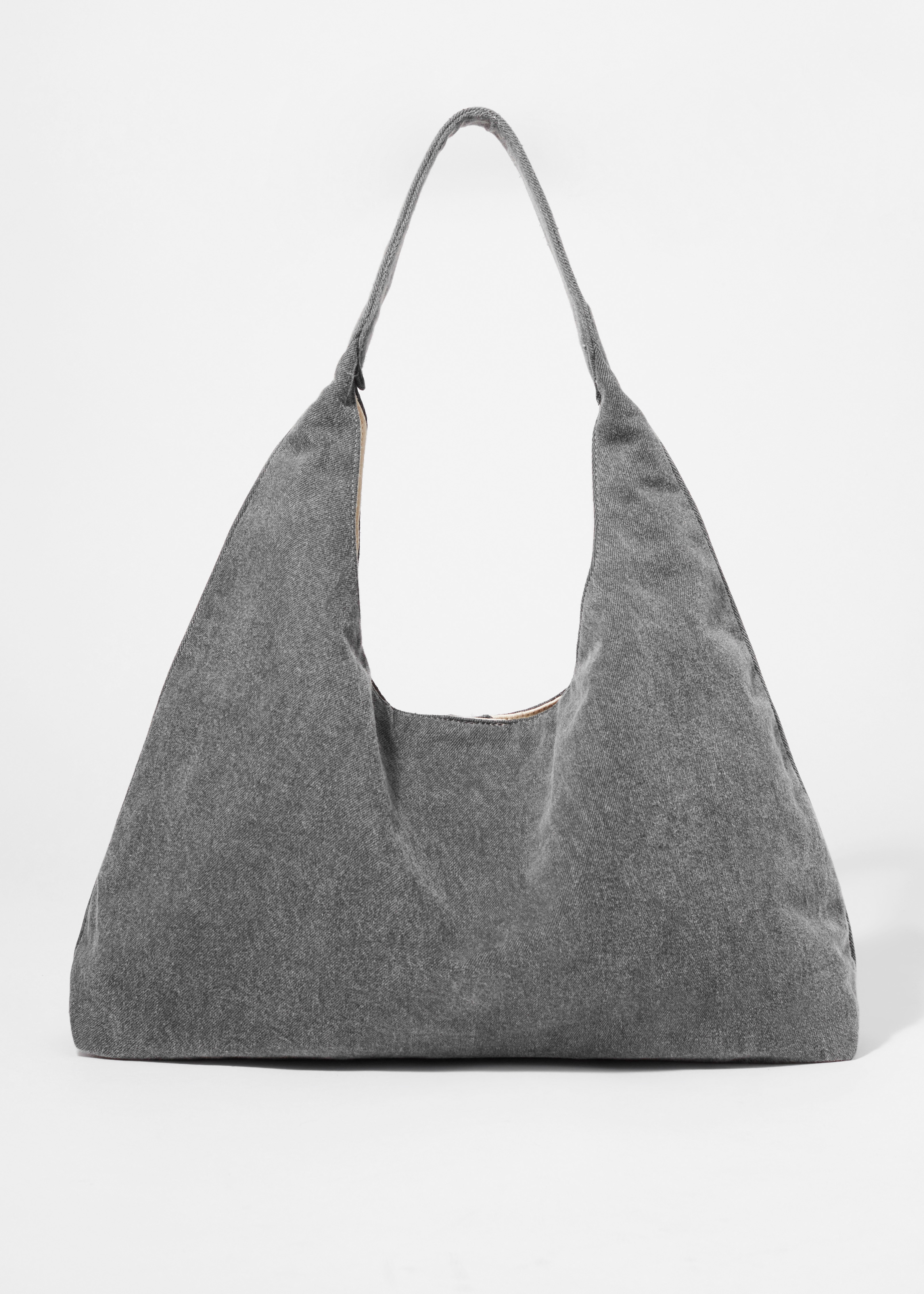 Borsa tote in denim lavato - Grigio/Rosa