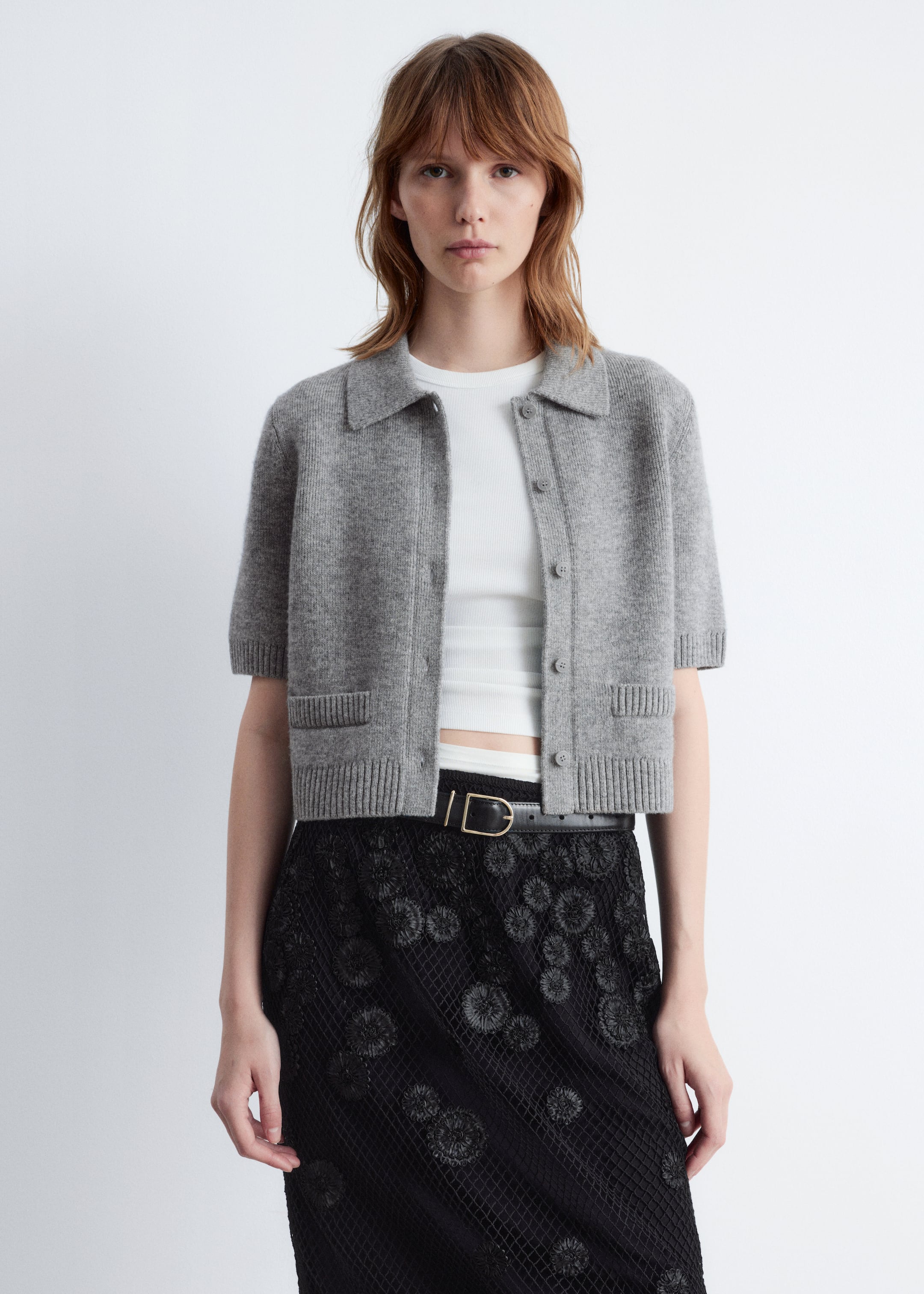Agrandir l'image: Cardigan en maille à manches courtes - Gris - FEMME | H&M CH 1