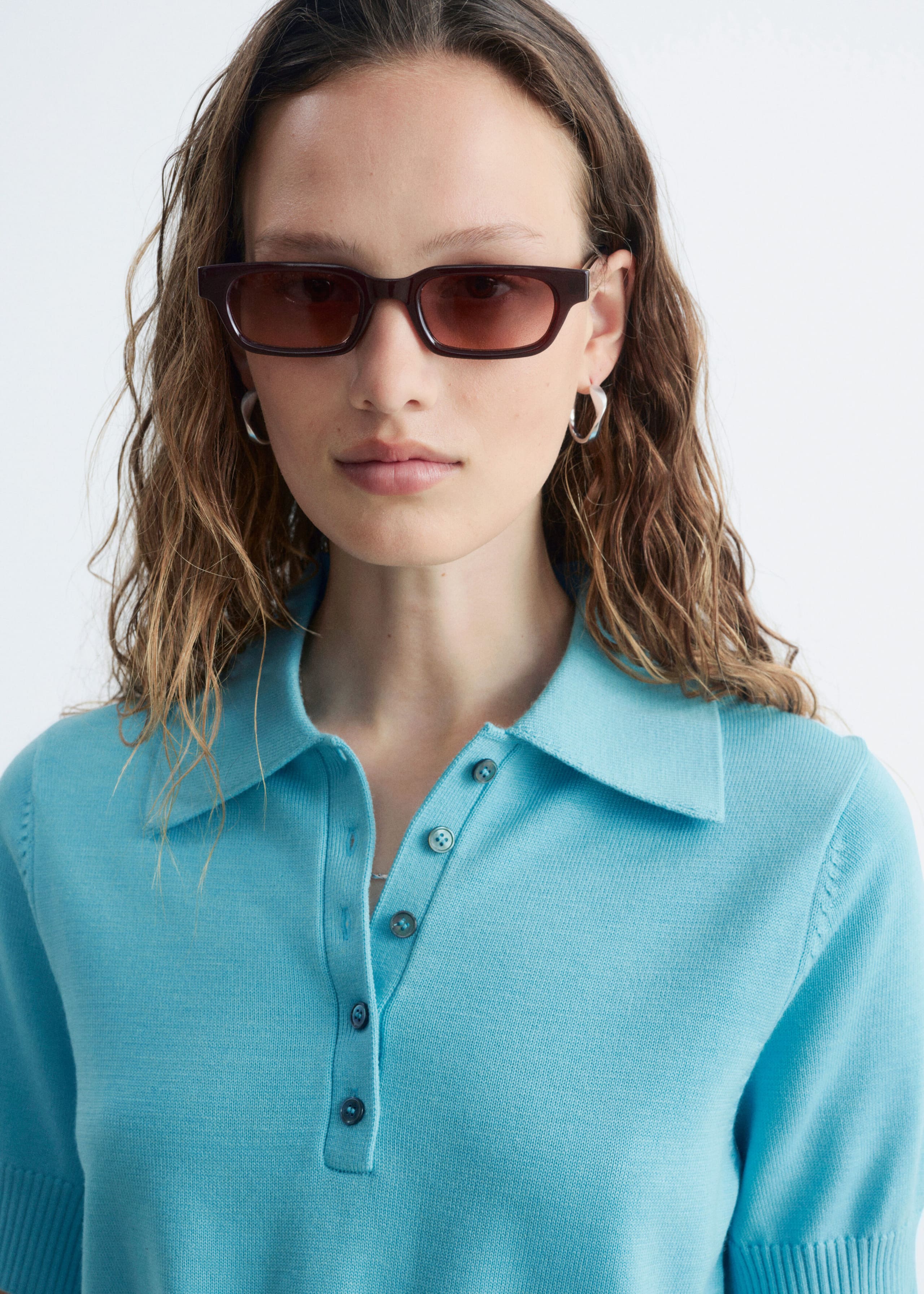 Wool Polo T-Shirt - Light Blue - Lookbook