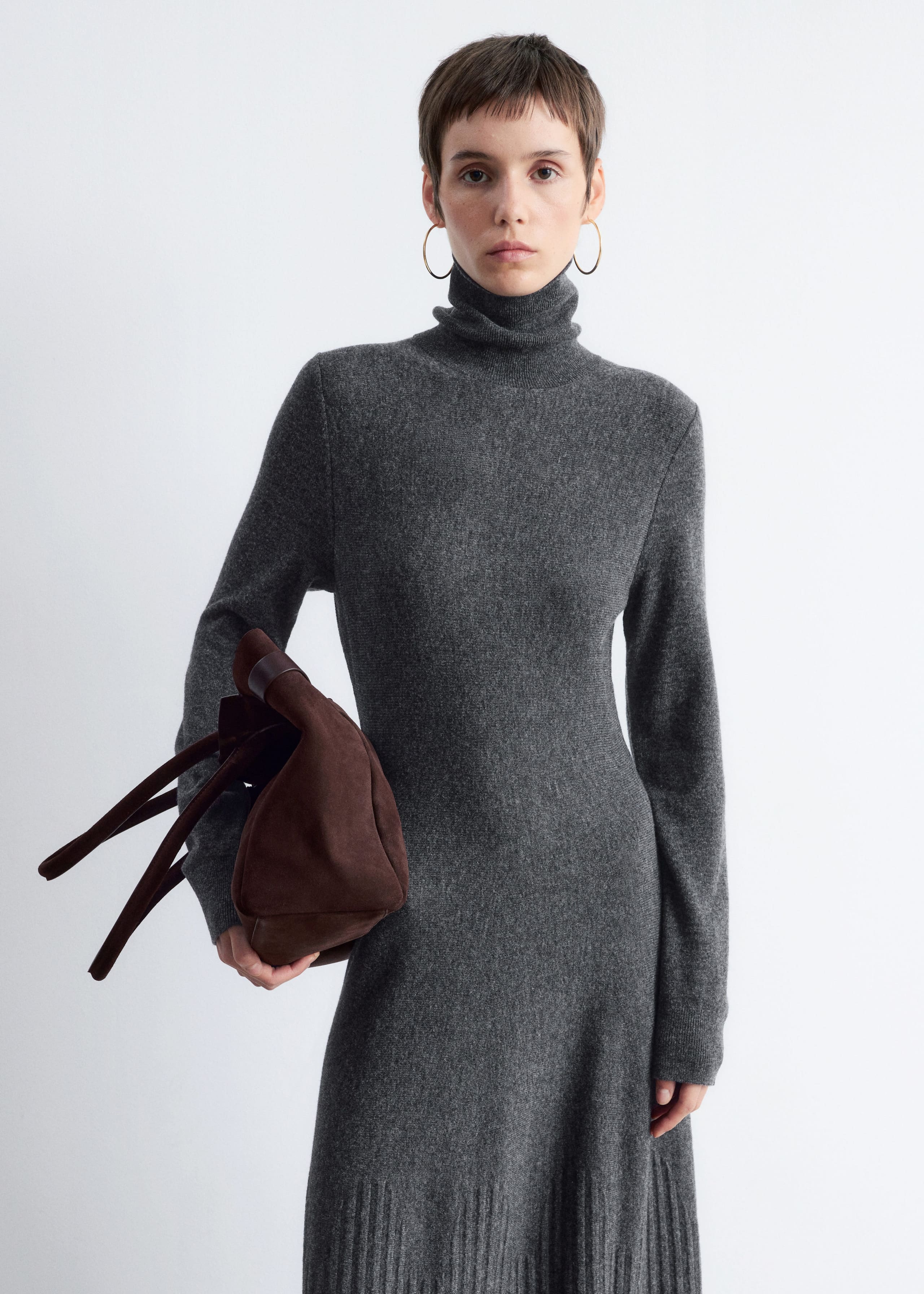 Image of Merino-Wool Turtleneck Maxi Dress