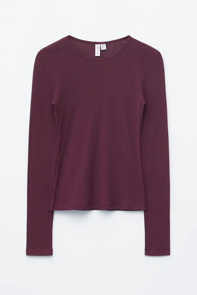 Maglia in cotone a maniche lunghe - Bordeaux - 1