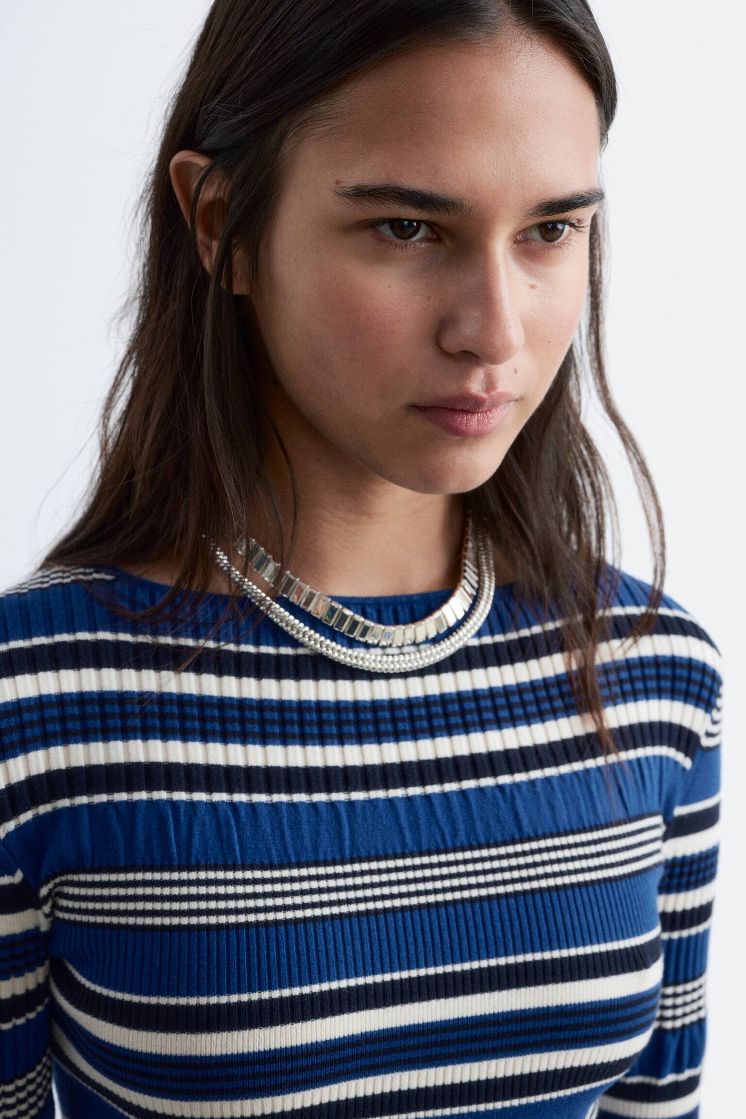 Long-Sleeve Ribbed Top - Blue/Black Stripes/Black/Green/Beige Stripes - 4