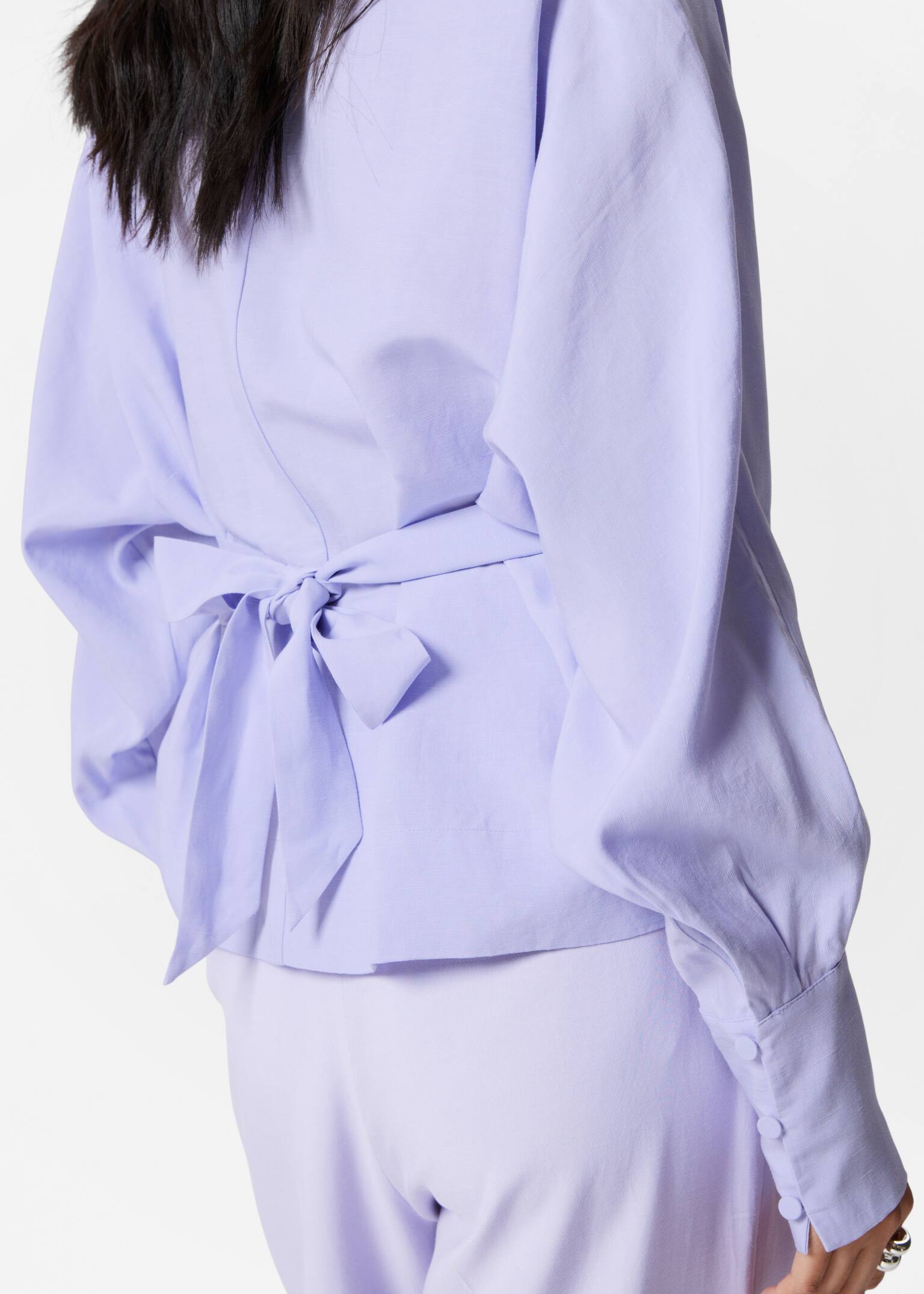 Blouse plissée à encolure bateau - Lilas/Couleur crème - 5