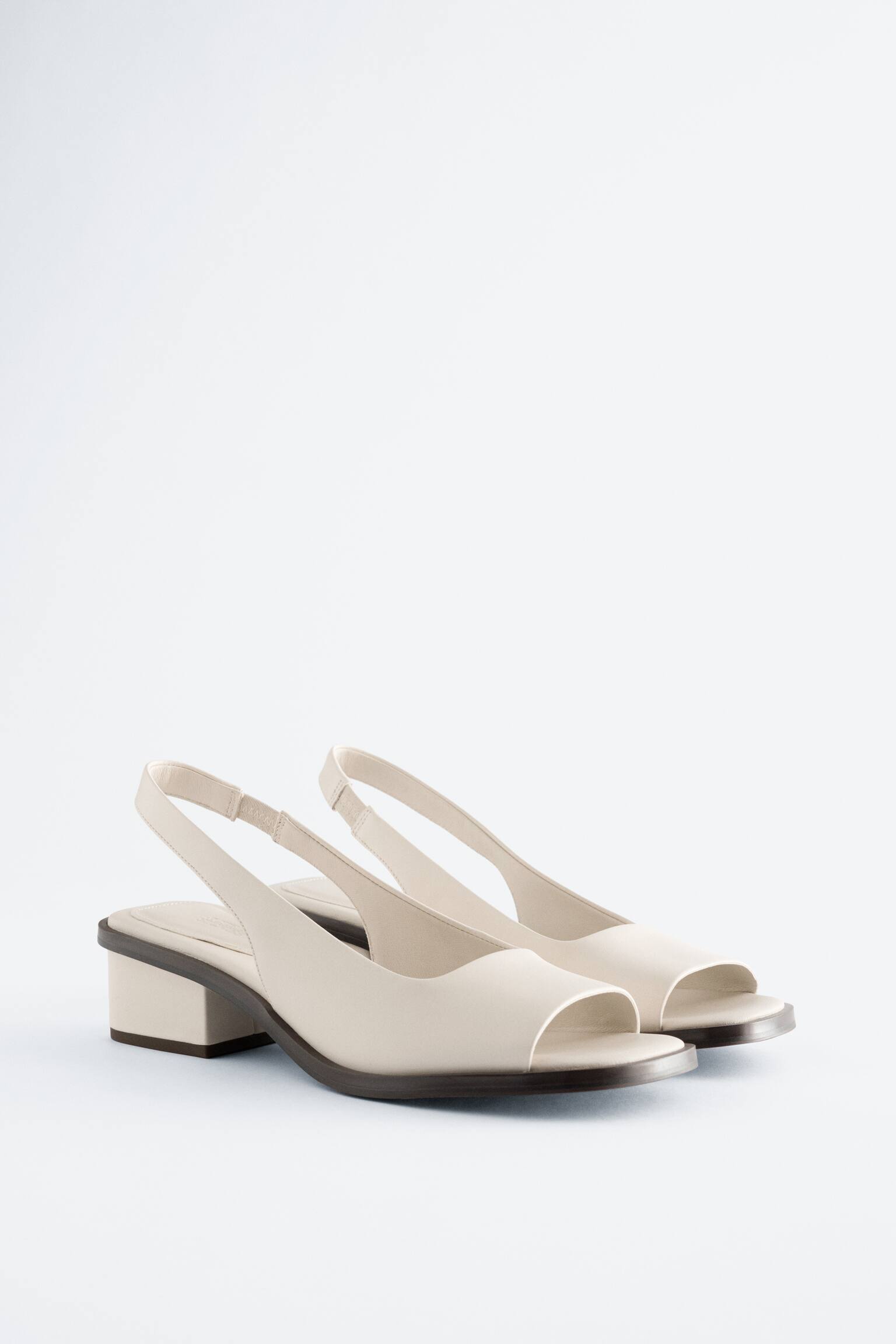 Sandały ze skóry nappa z odkrytą piętą - Złamana biel/Ciemnozielony/Czarny - 2