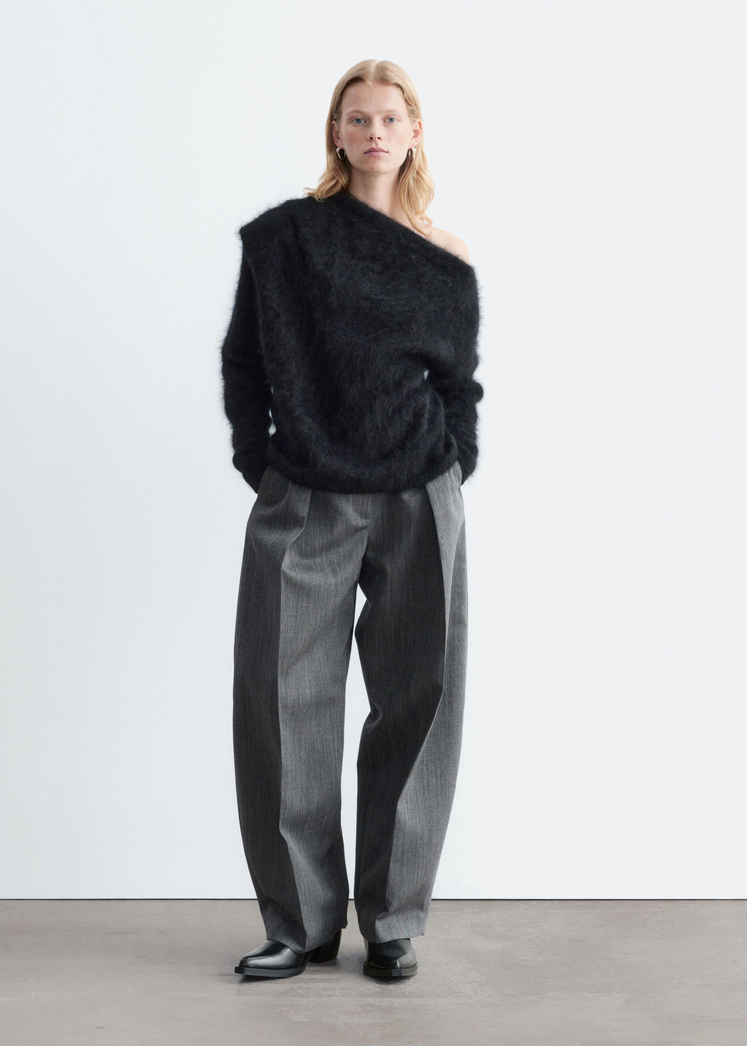 Draped-Neck Merino Wool Jumper - Pink - Lookbook