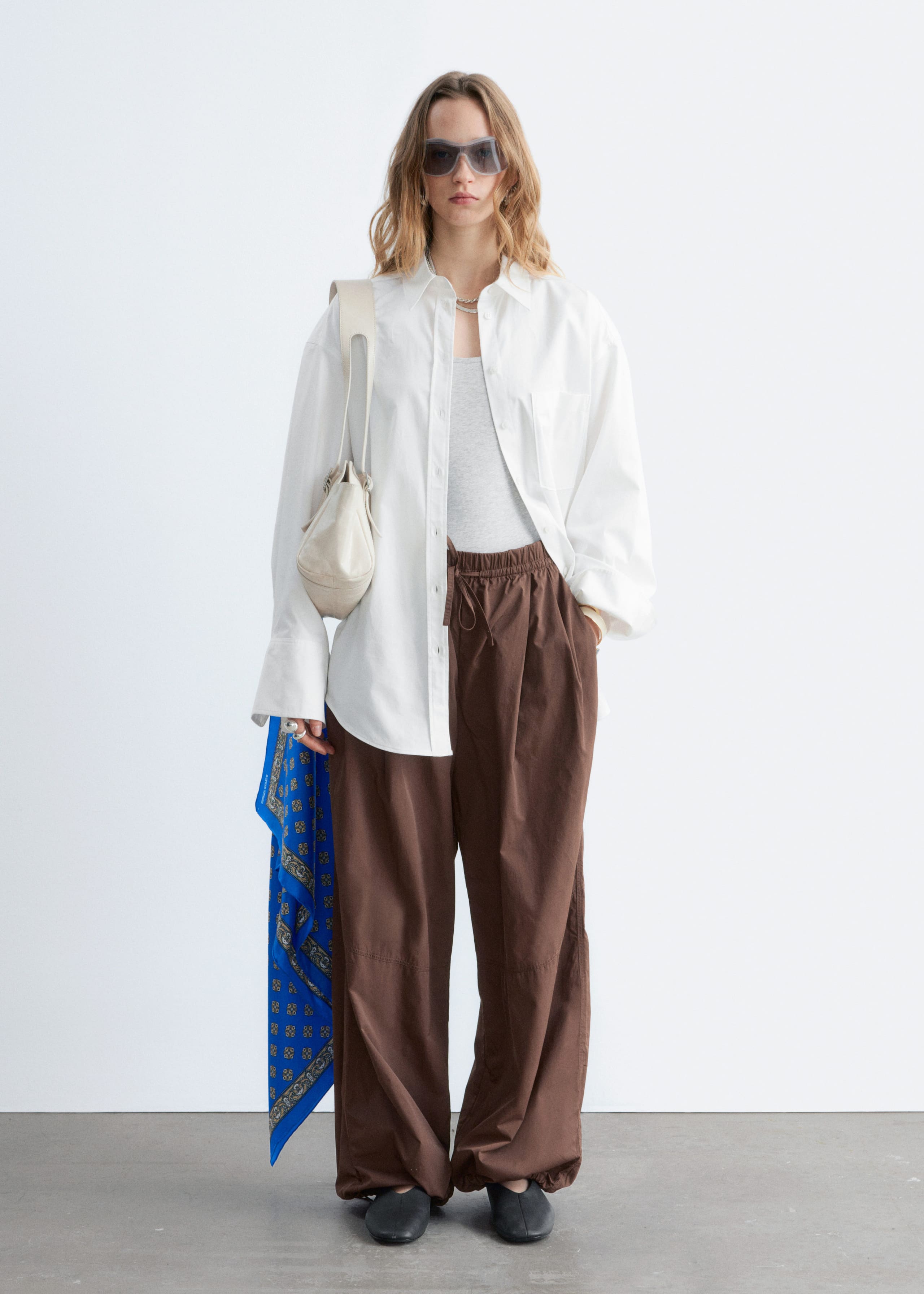 Image of Drawstring Barrel Leg Trousers