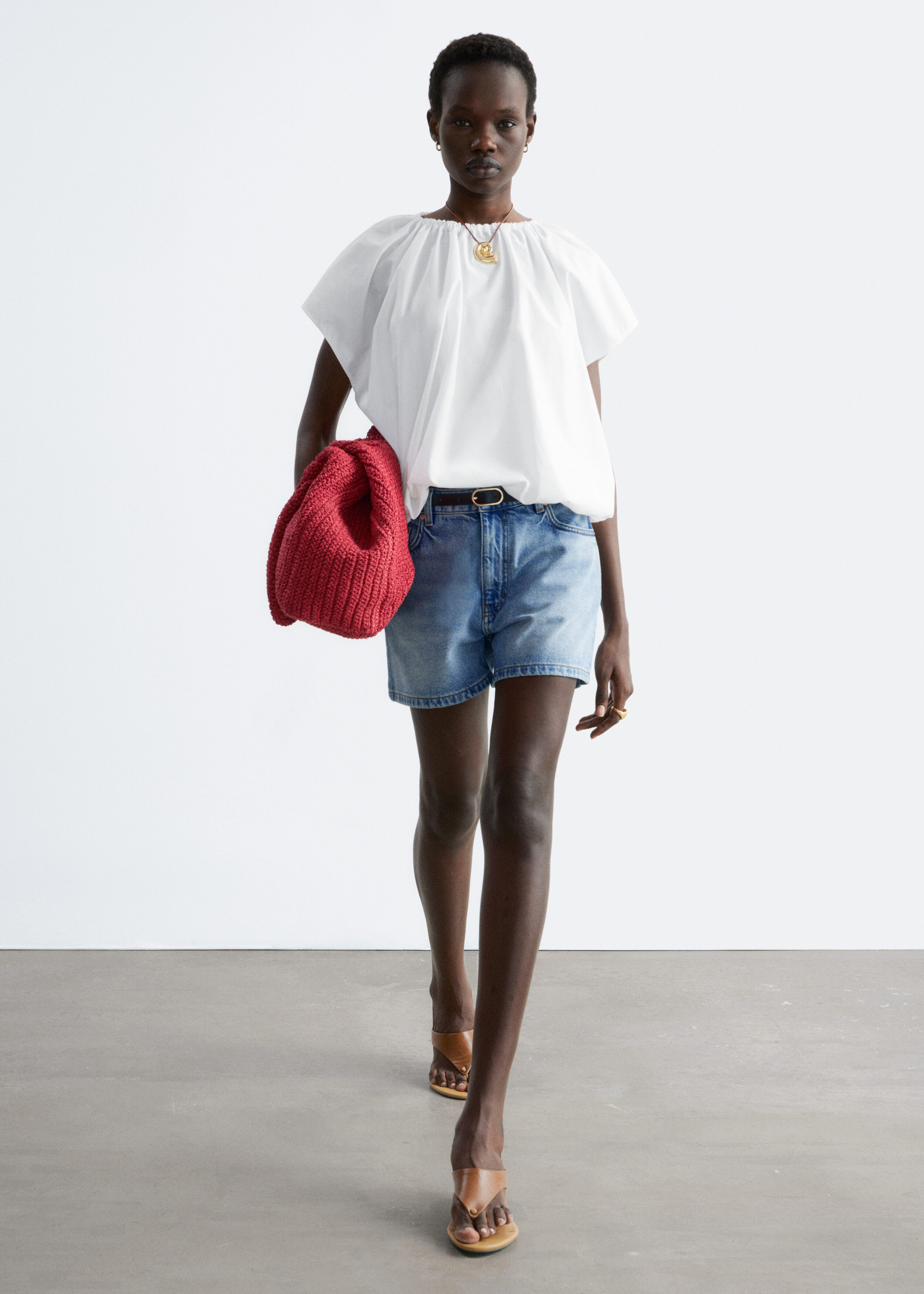 Gathered Cotton Blouse - White - Blouses - & Other Stories US