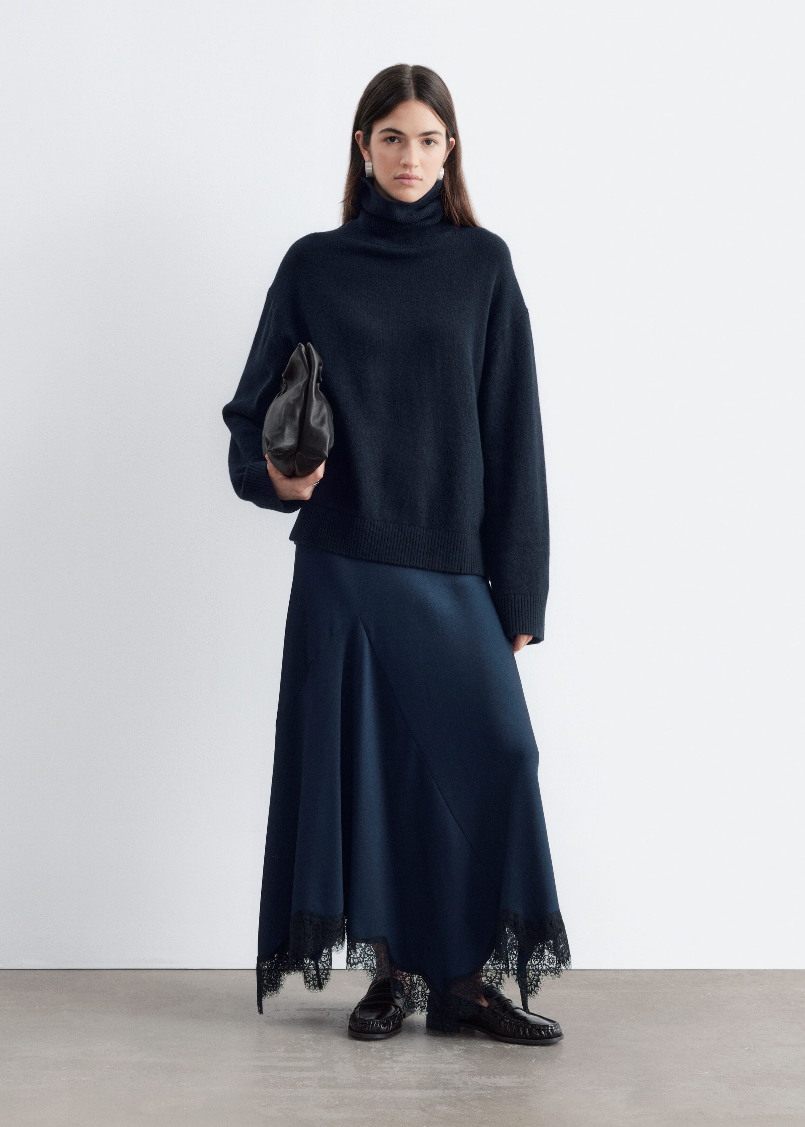 Wool-Cotton Turtleneck Jumper - Dark Blue - Lookbook