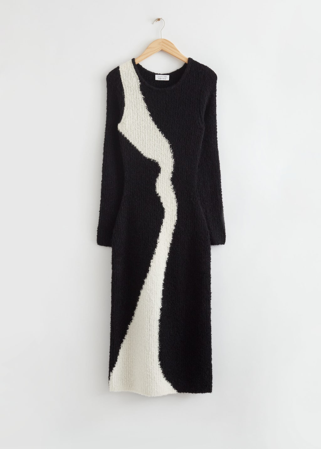 Patterned Wool Midi Dress - Black and White - Still Life