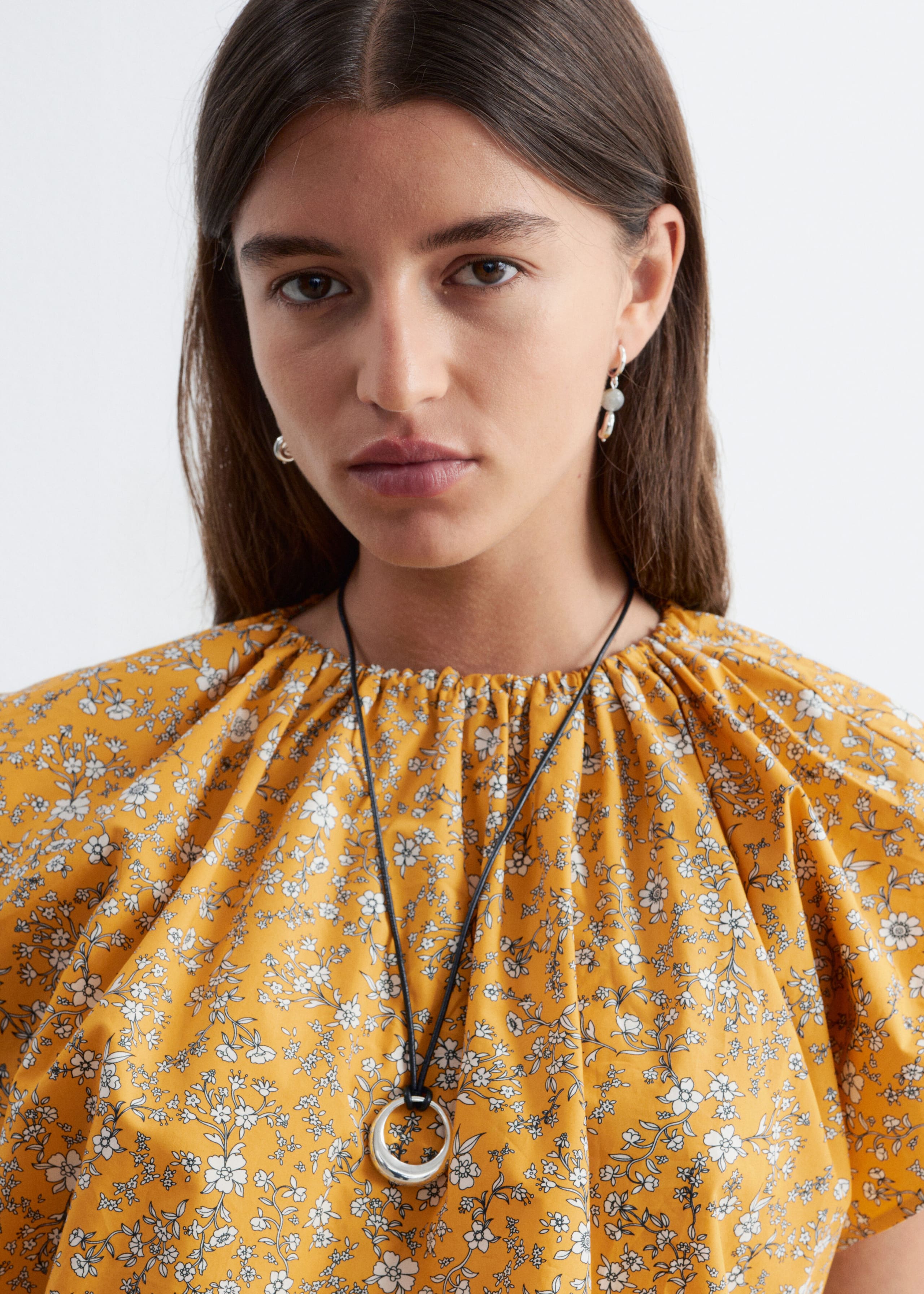 Image of Gathered Cotton Blouse