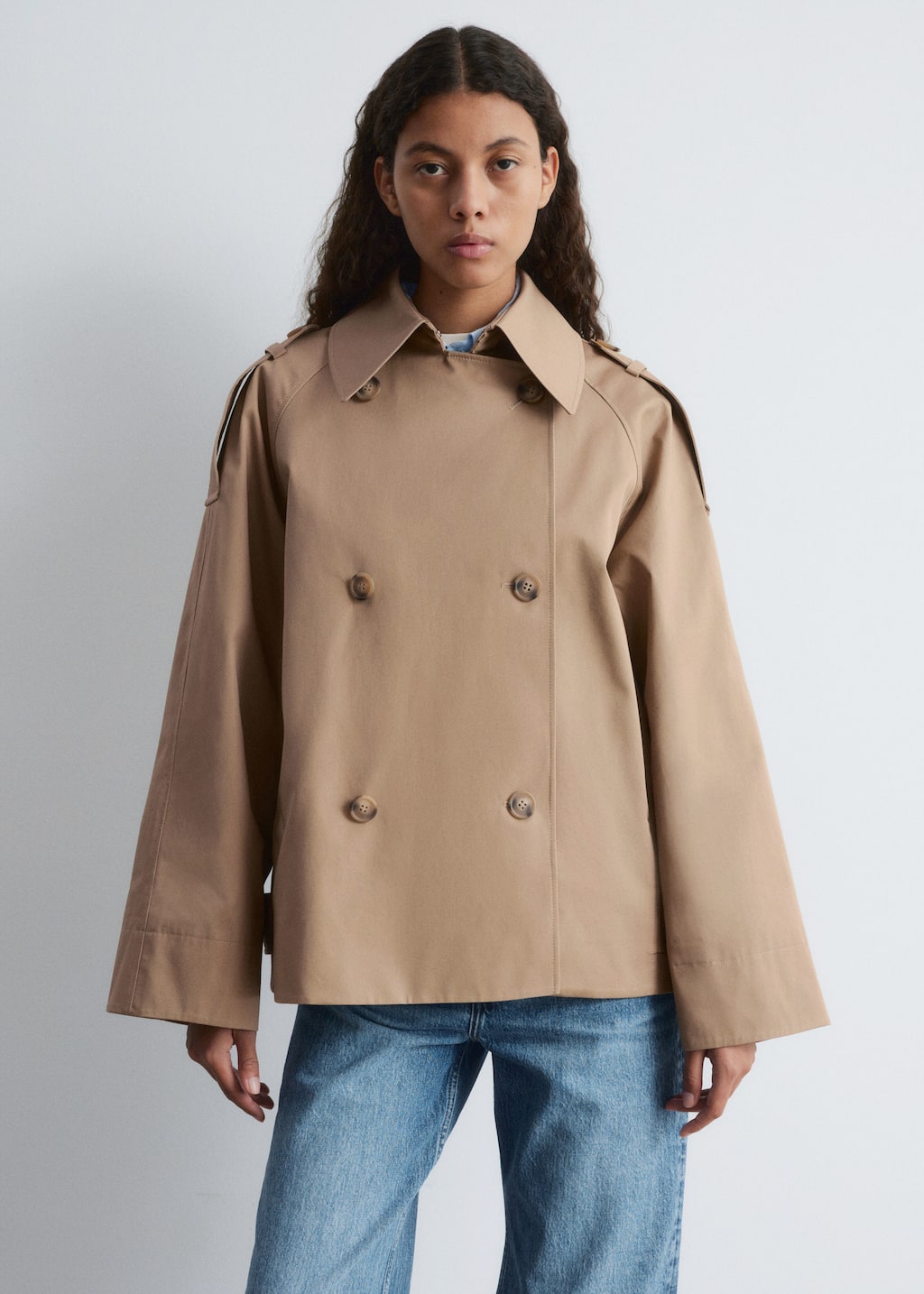 Image of Double-Breasted Trench Jacket
