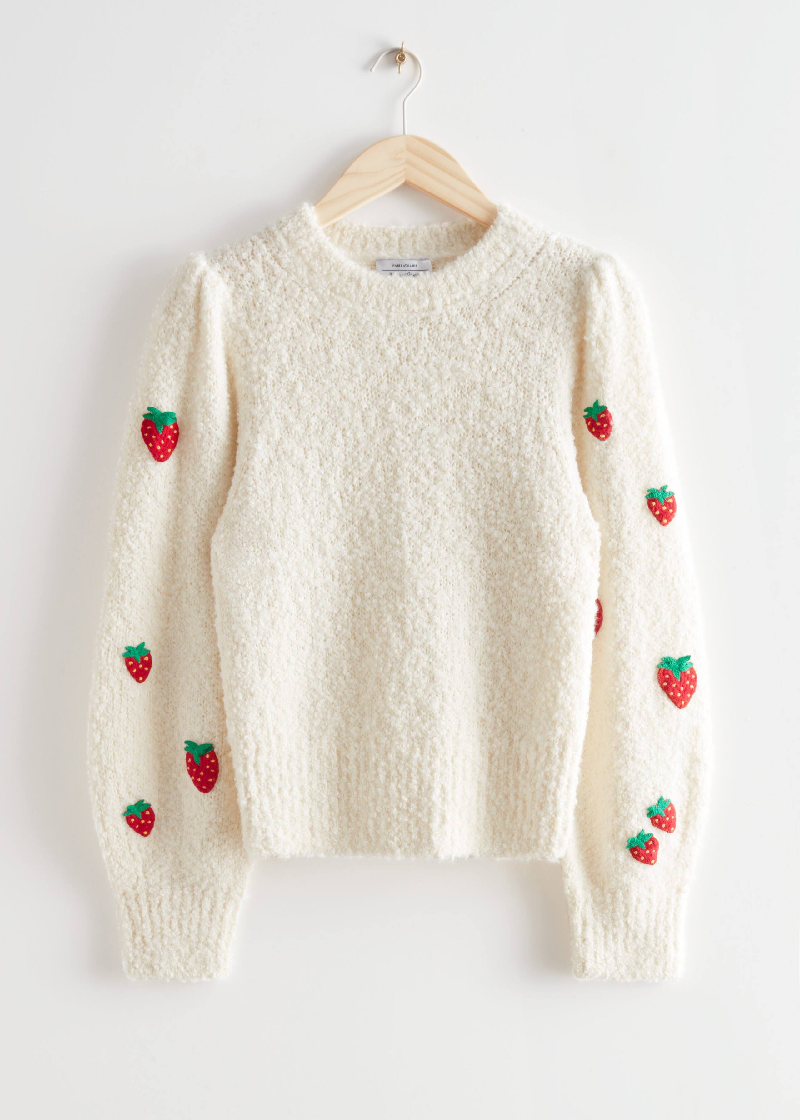 Playful Embroidery Knit Sweater - Cream - Bodegón