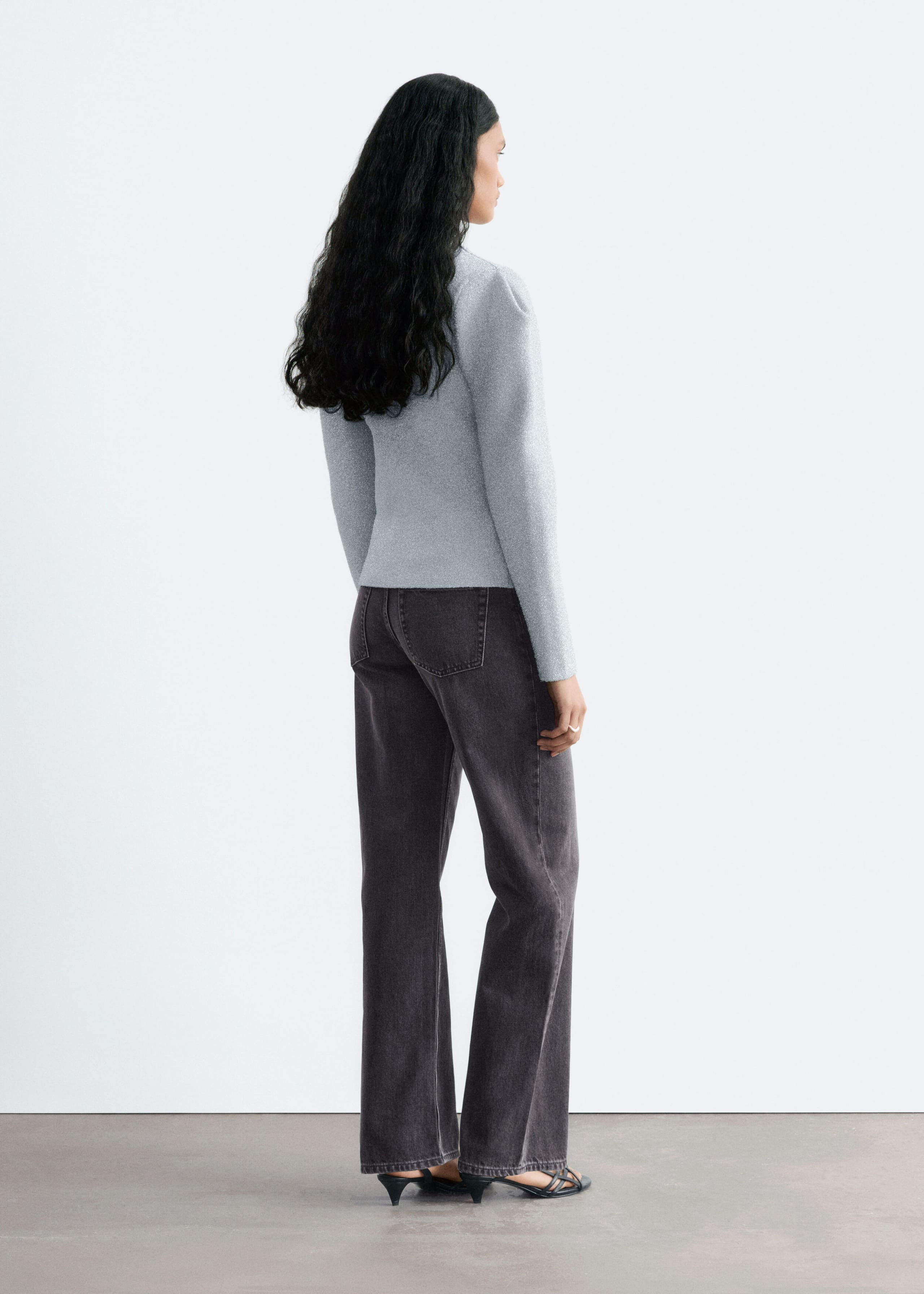 Knitted Metallic Top - Grey - Lookbook