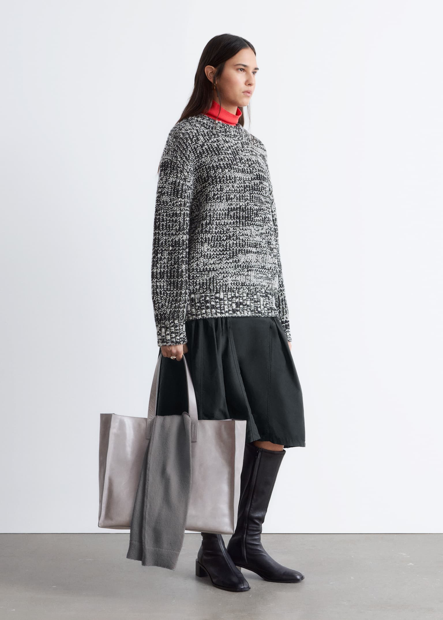 Oversized Wool Jumper - שחור/לבן - 1